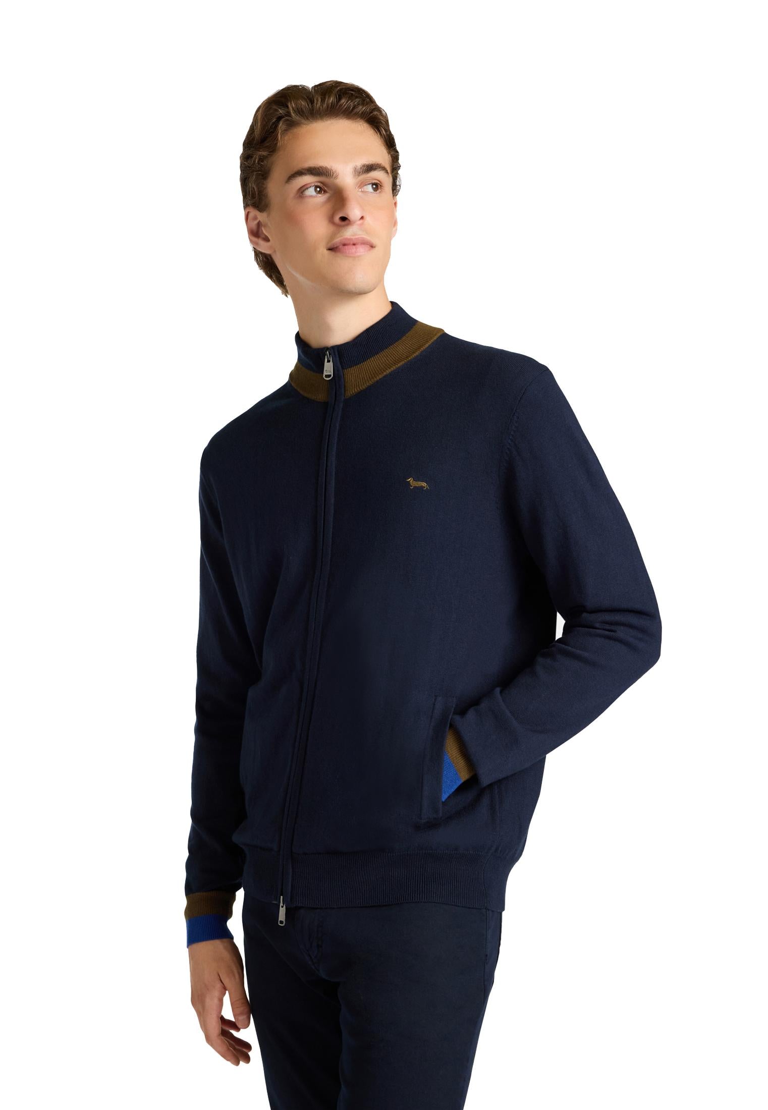 Maglione pullover full zip blu Harmont & Blaine A25 HRP845030788 801801 HARMONT&BLAINE 