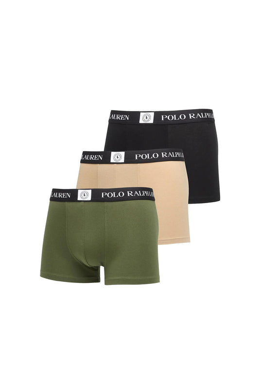 Pacchetto 3 mutande boxer intimo cotone Polo Ralph Lauren P26 714981412013 3PK BLK/VNTG KHKI/SUPPLY OLIVE POLO RALPH LAUREN 