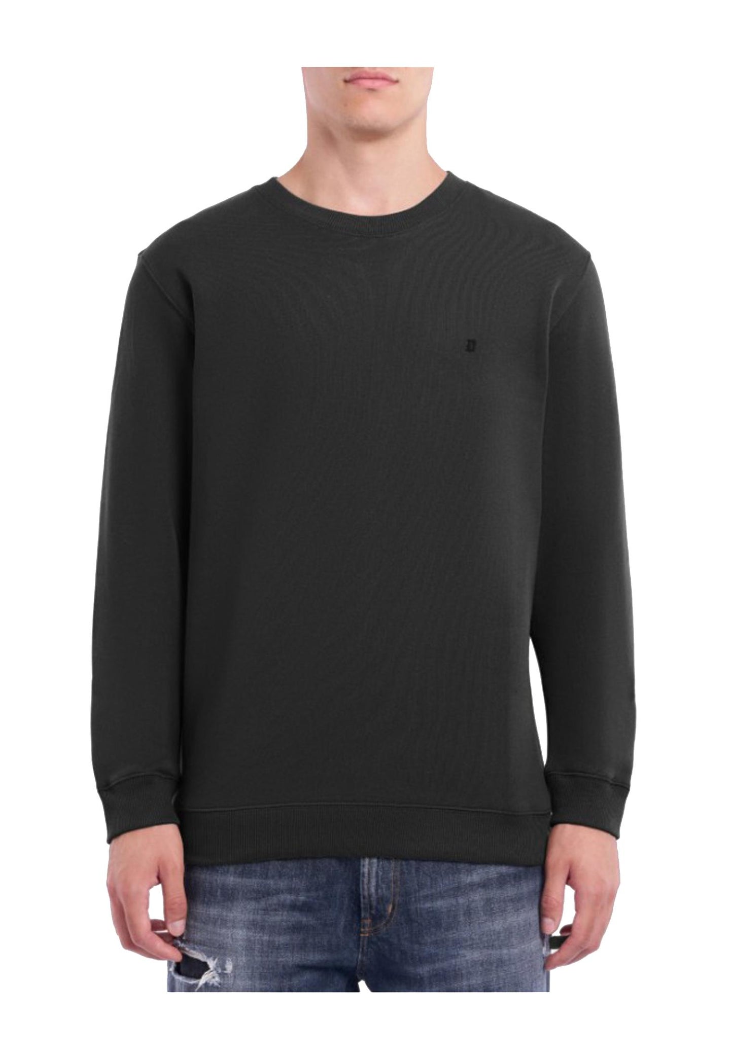 Felpa girocollo nera cotone regular fit Dondup A25 UF641 KF0196U ZL4999 DONDUP 