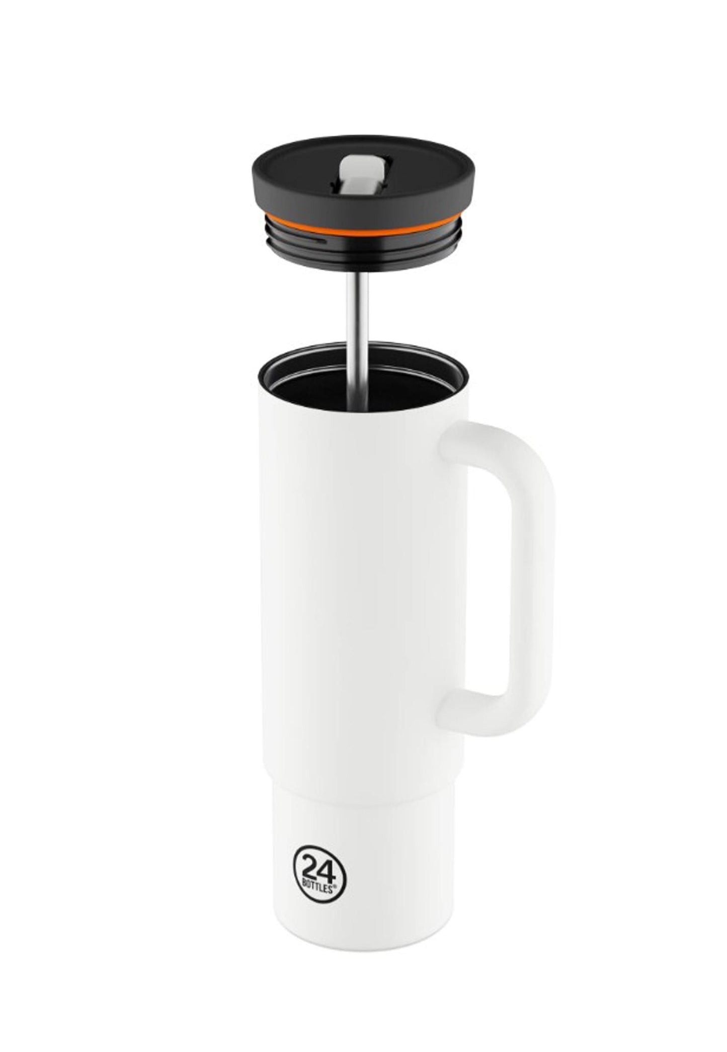 Borraccia Straw Cup bianca con manico 800ml 24Bottles 2233- Ice White 800 ml 24BOTTLES 