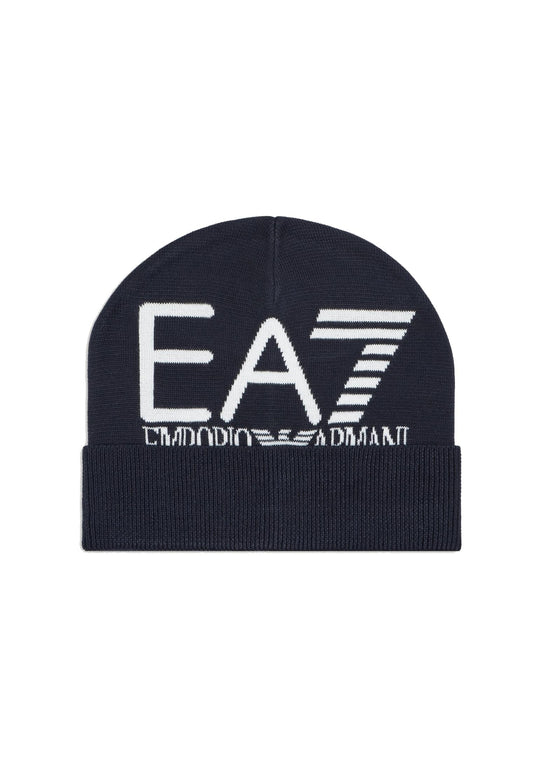 Berretto invernale blu e scritta grigia Beanie Visibility EA7 Armani A25 7X000006 AF11994 MB038MB038 EA7 