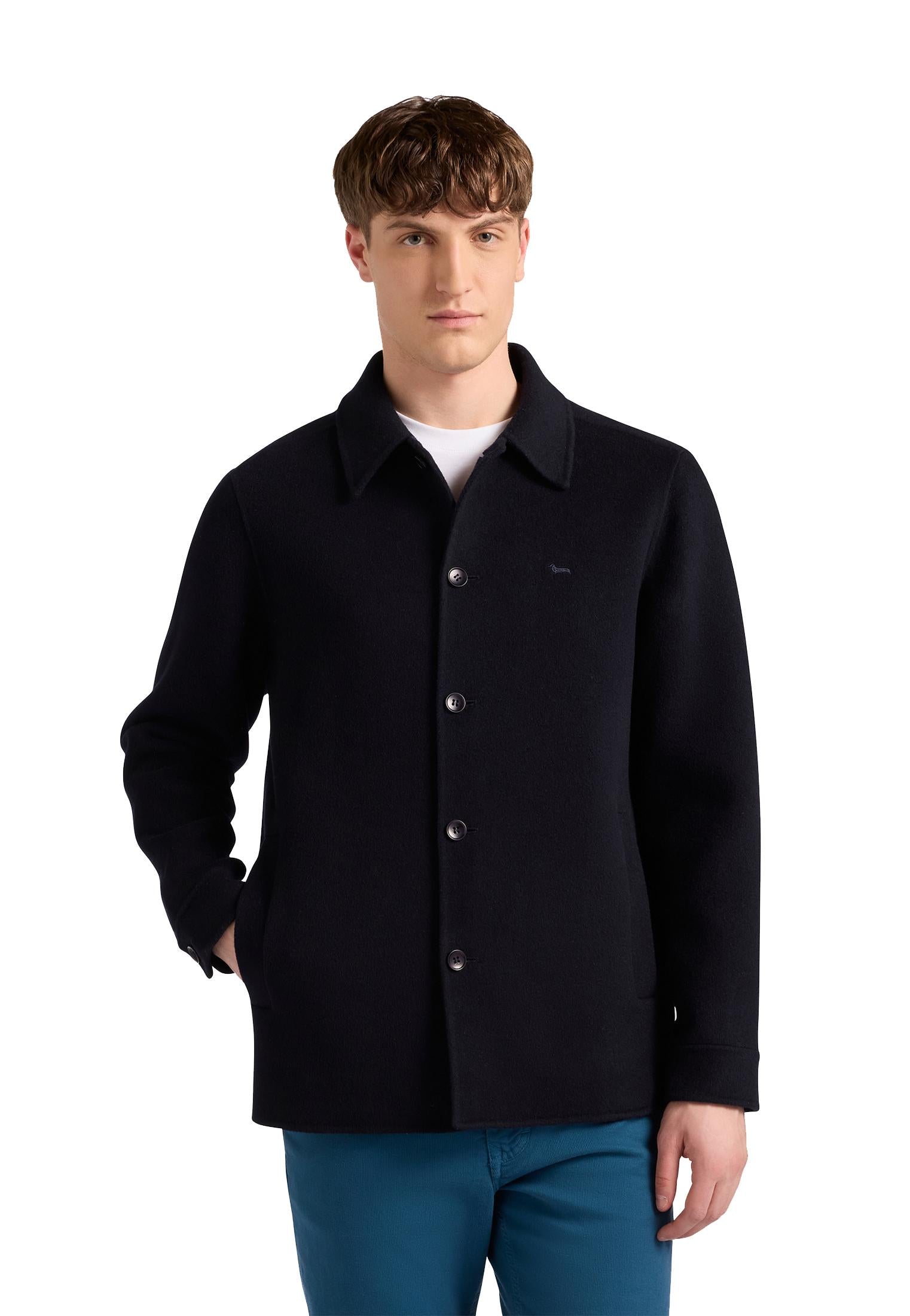 Giacca overshirt blu lana Harmont & Blaine A25 K0P2860606380 801801 HARMONT&BLAINE 