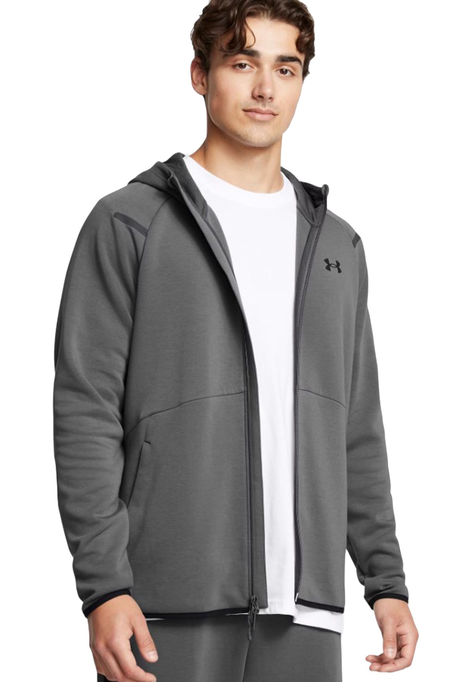 Felpa con cappuccio sportiva grigia pile traspirante Unstoppable Under Armour A25 77-1389352 00250025 UNDER ARMOUR 