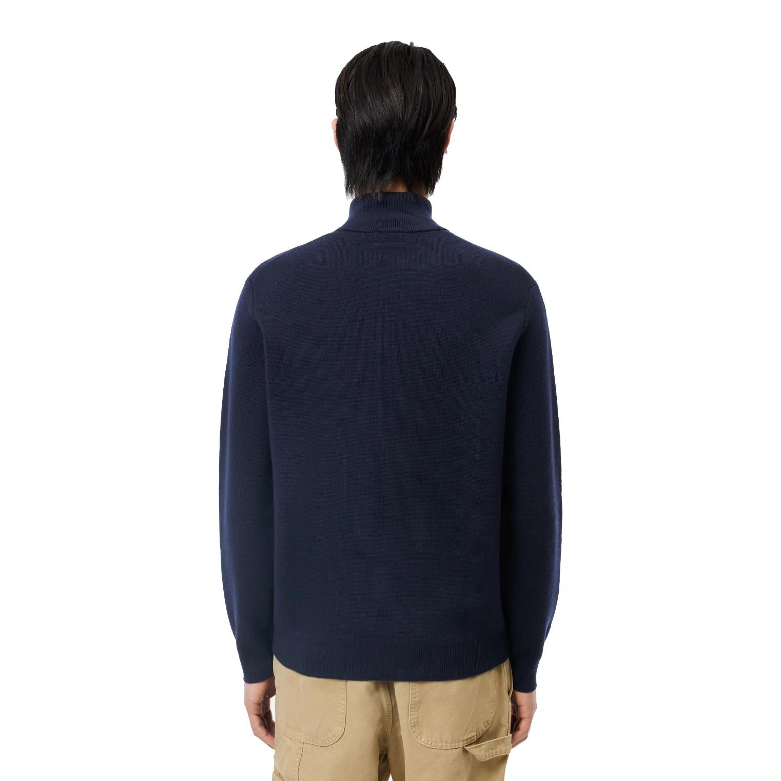 Felpa cardigan con collo alto e zip blu navy Lacoste A24 AH1955 166166 LACOSTE 