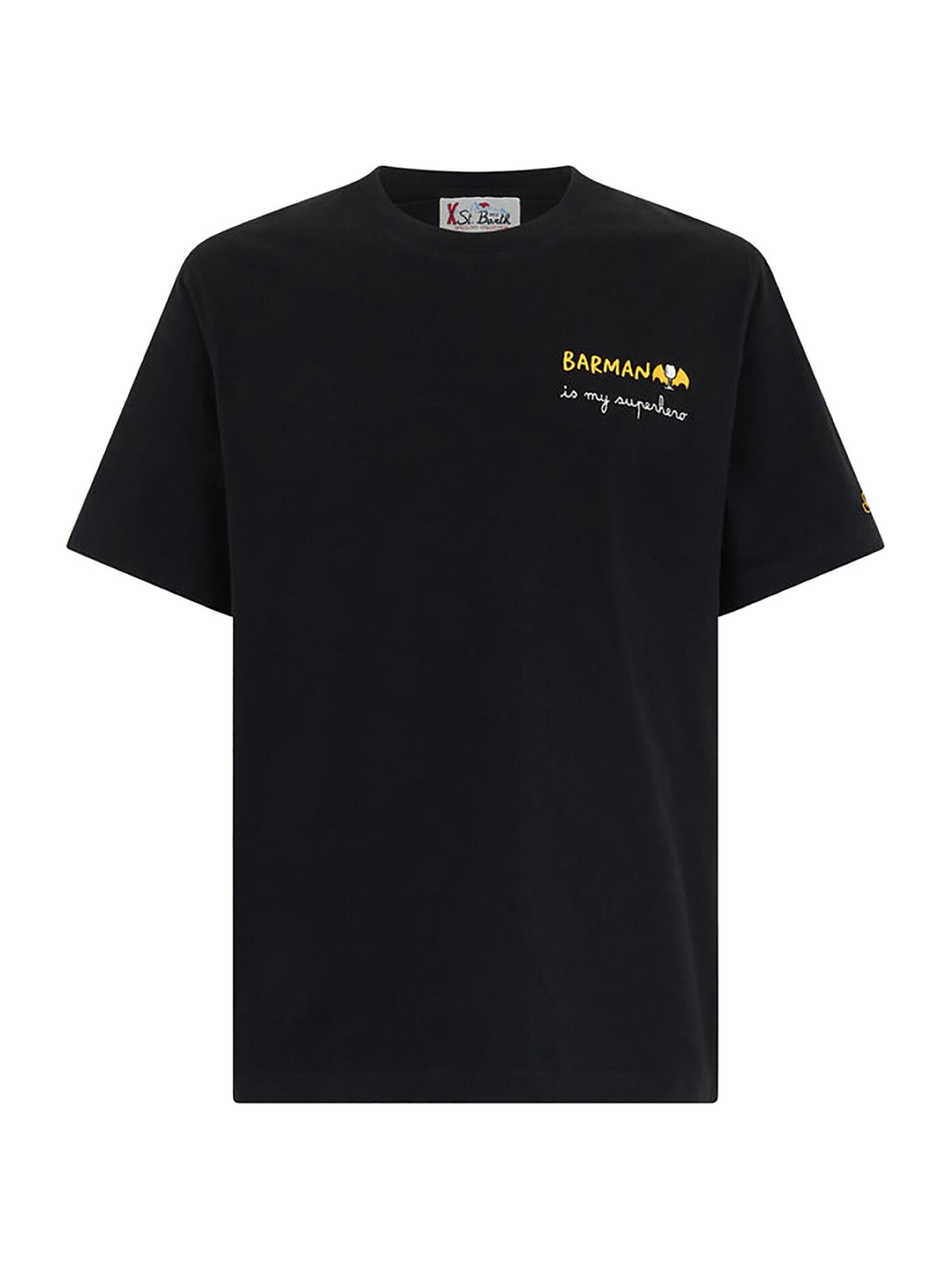 T-shirt in cotone con logo barman nera MC2 Saint Barth A24