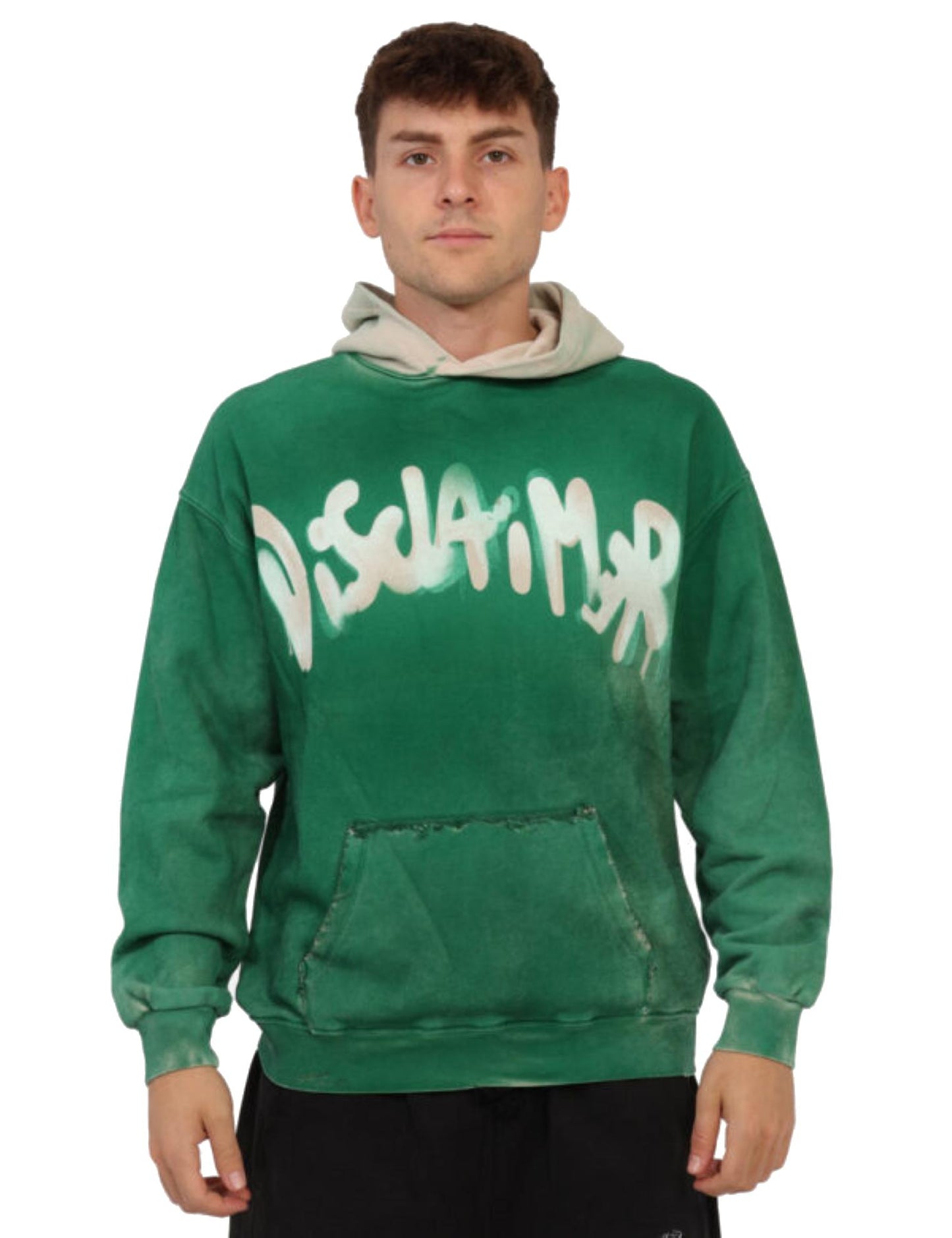 Felpa verde con cappuccio grigio chiaro e grafica centrale Disclaimer A24