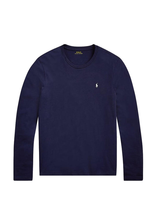 T-shirt manica lunga intima da notte cotone blu girocollo Polo Ralph Lauren P25
