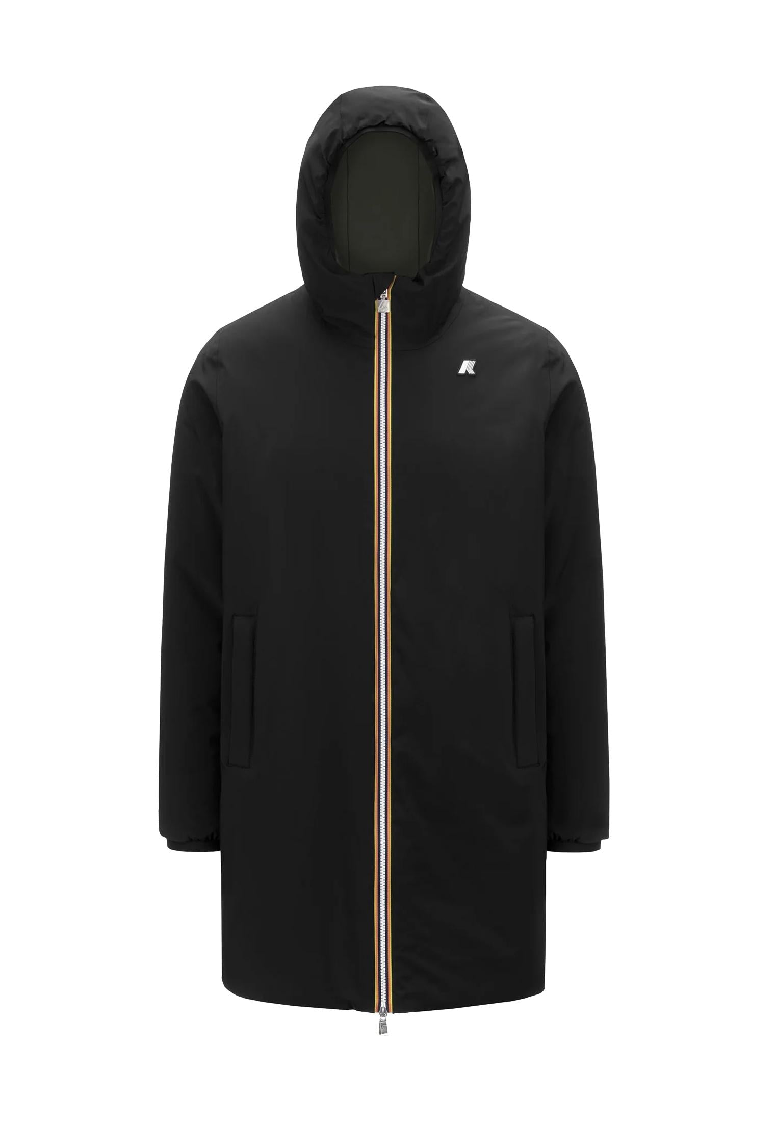 Giacca calda reversibile lunga nero impermeabile antivento Jacob St Warm Reversibile K-way A25 K6128WW AH3AH3 K-WAY 