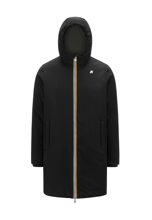 Giacca calda reversibile lunga nero impermeabile antivento Jacob St Warm Reversibile K-way A25 K6128WW AH3AH3 K-WAY 