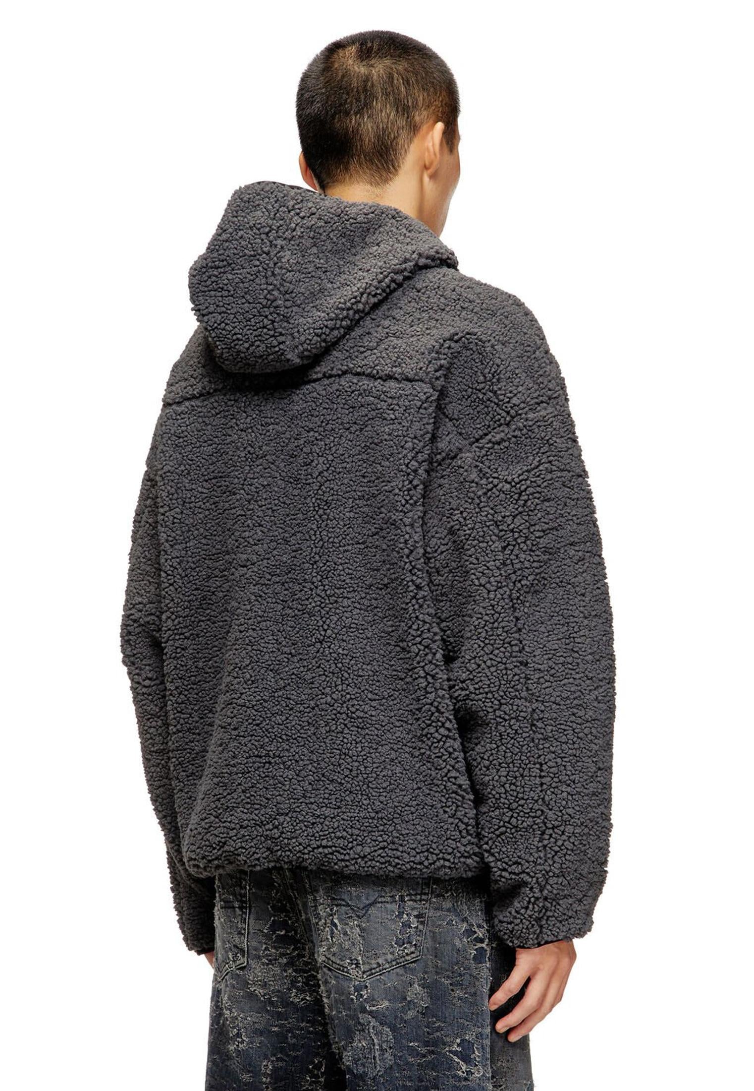 Felpa teddy grigia con cappuccio S-Zat Diesel A25 A18947-0KIBT 3030 DIESEL 