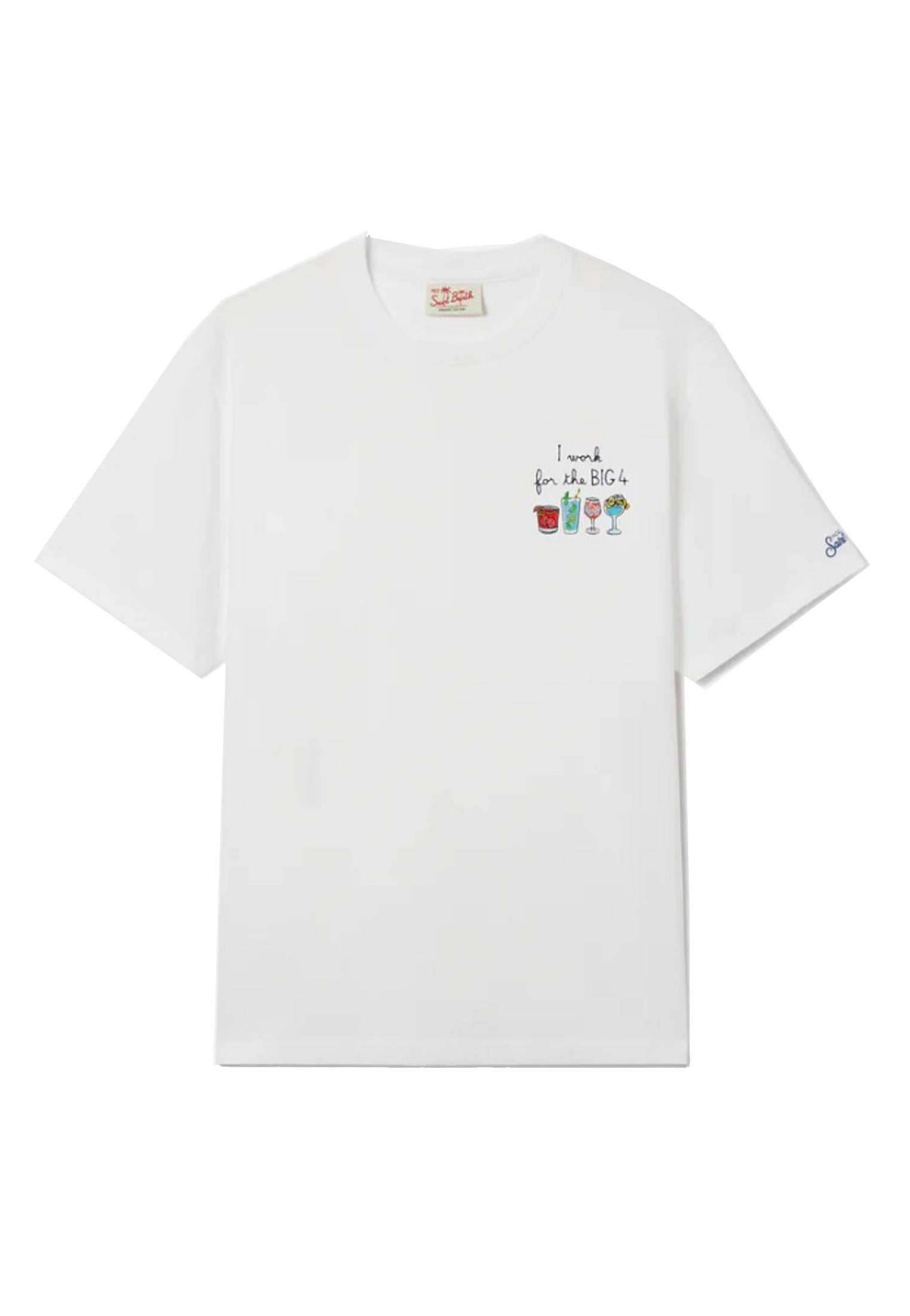 T-shirt bianca cotone Portofino Big 4 MC2 Saint Barth P26 POT0001 00156L00156L MC2 