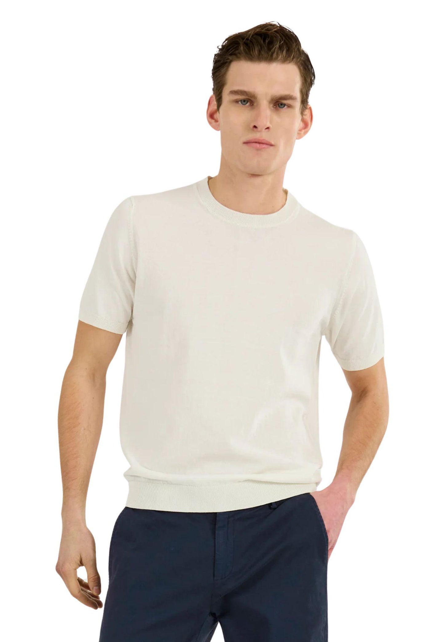 Maglia girocollo punto mosso bianco Bellwood P25