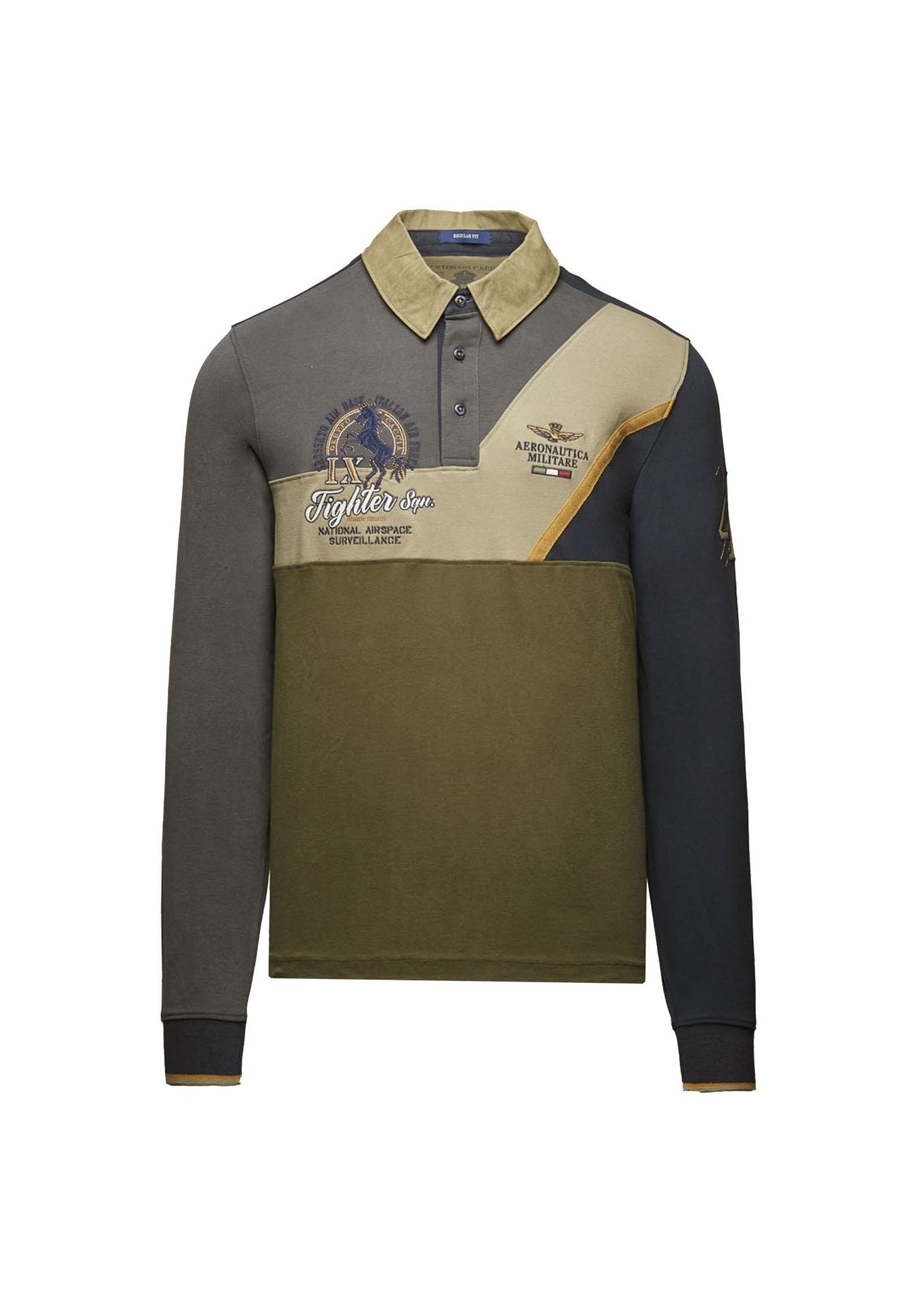 Polo a manica lunga color-block verde oliva Aeronautica Militare A25 252PO1888UJ00703 9468394683 AERONAUTICA MILITARE 