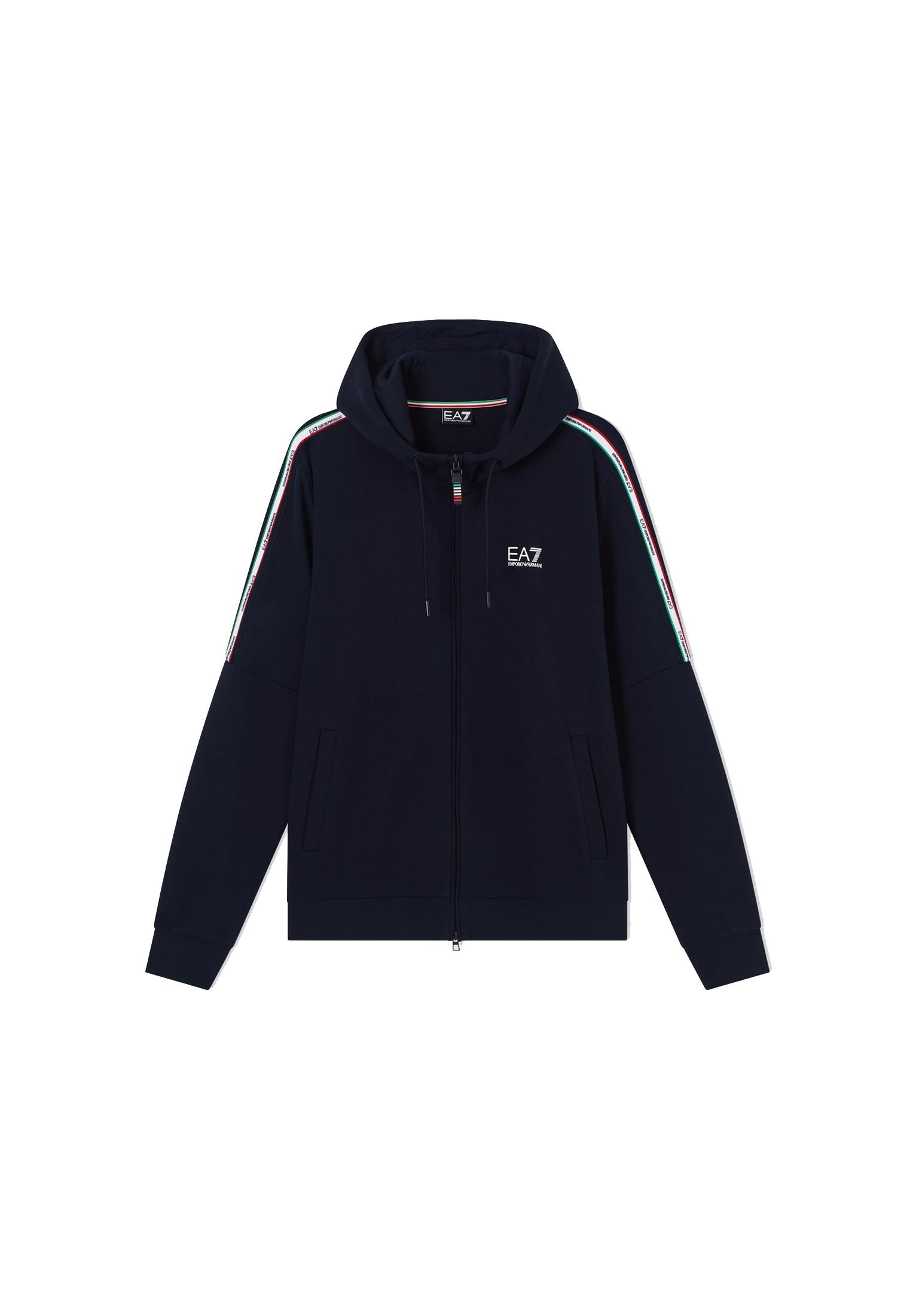Felpa con cappuccio full zip blu Italia misto cotone EA7 Armani P26 7M001863 AF12660 UB102UB102 EA7 