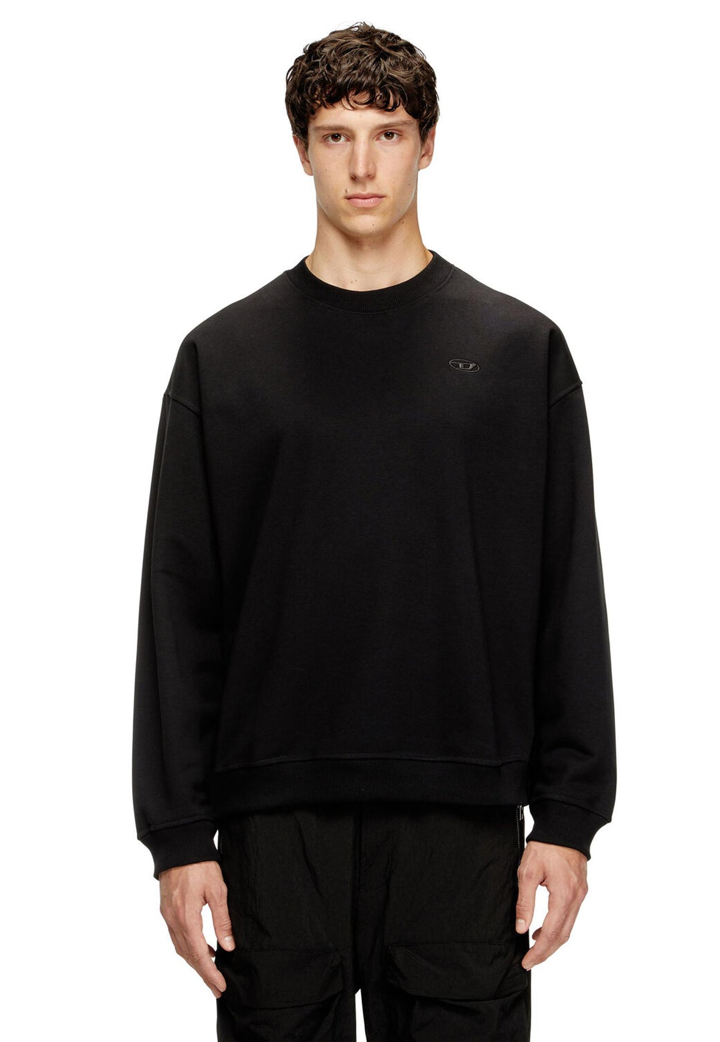 Felpa girocollo nera oversize Diesel A25 A18694-0HYAT 44 DIESEL 