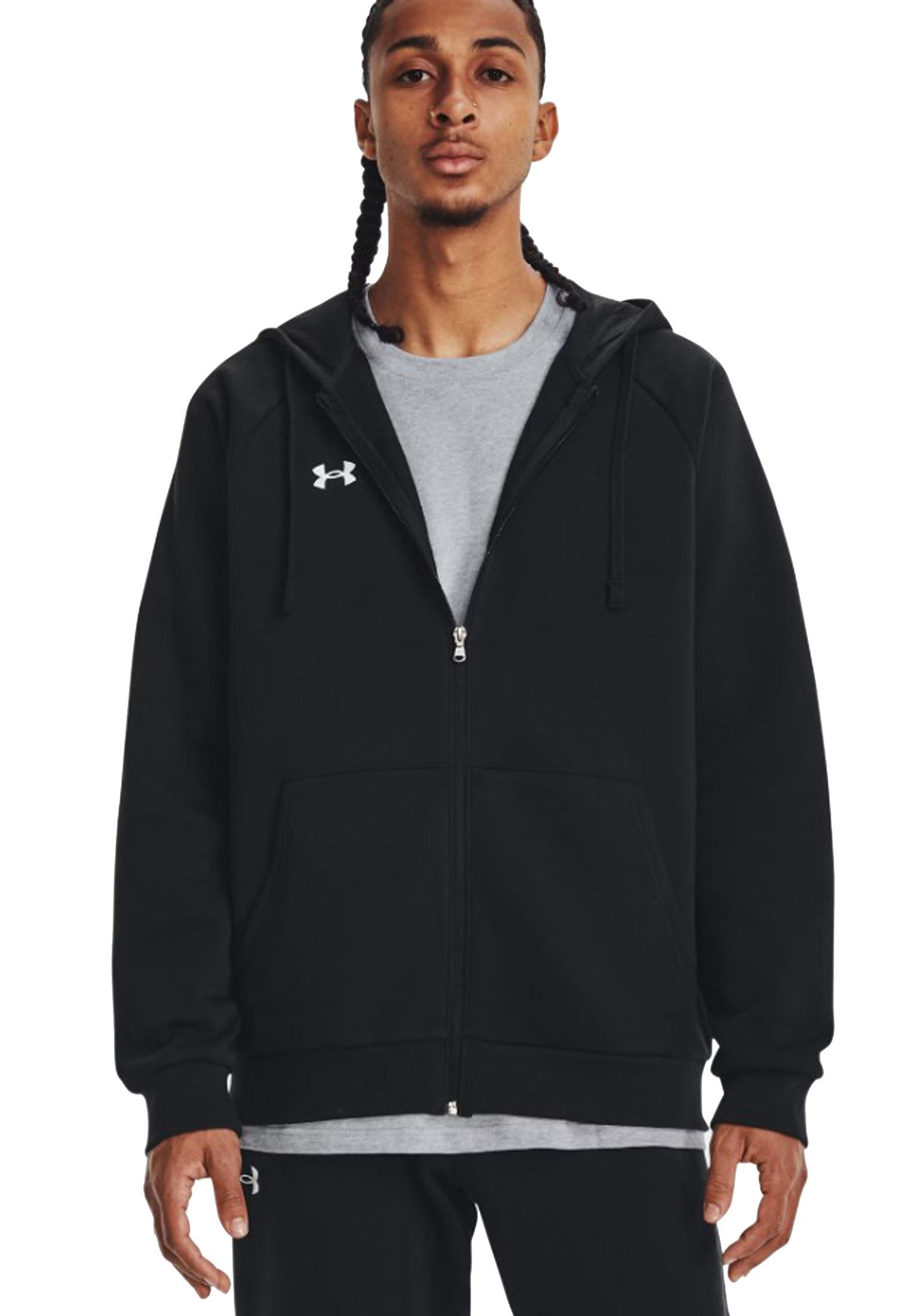 Felpa con cappuccio e zip nera Rival Fleece sportiva allenamento Under Armour A25 77-1379767 00010001 UNDER ARMOUR 
