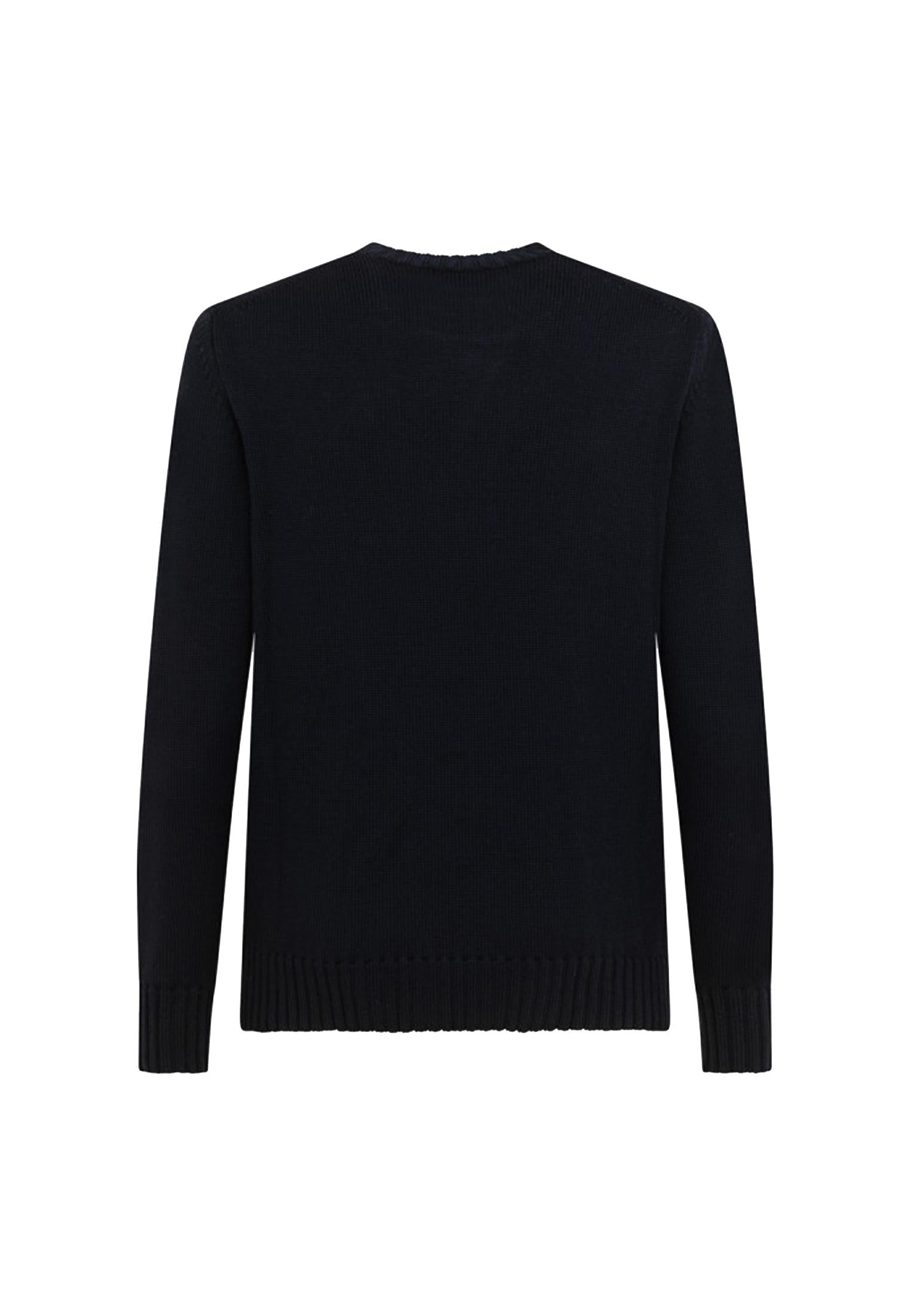 Maglione blu notte girocollo lana merinos Alpha Studio A25 AU-3030C 10011001 ALPHA 