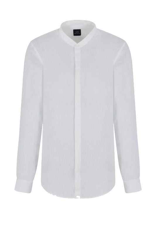 Camicia girocollo bianca lino Armani Exchange P25
