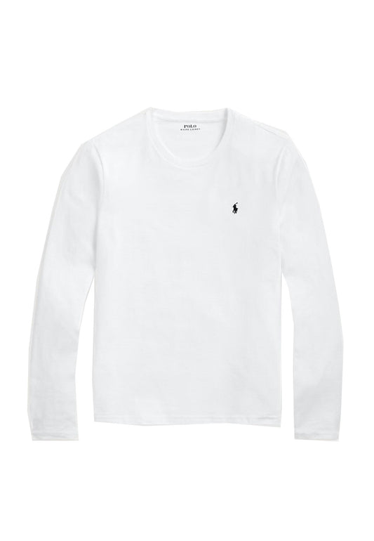T-shirt manica lunga intima da notte cotone bianca girocollo Polo Ralph Lauren P25