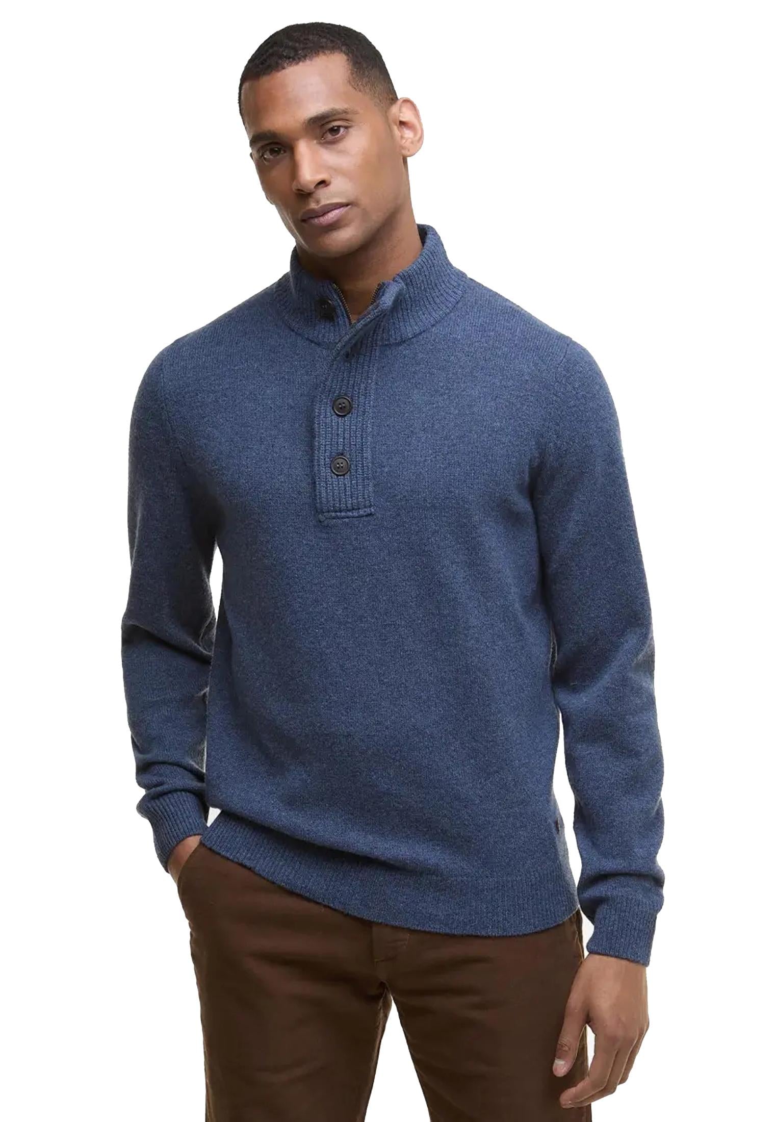 Felpa maglione con toppa gomito blu Essential Barbour A25 252MMKN0585 IN72IN72 BARBOUR 