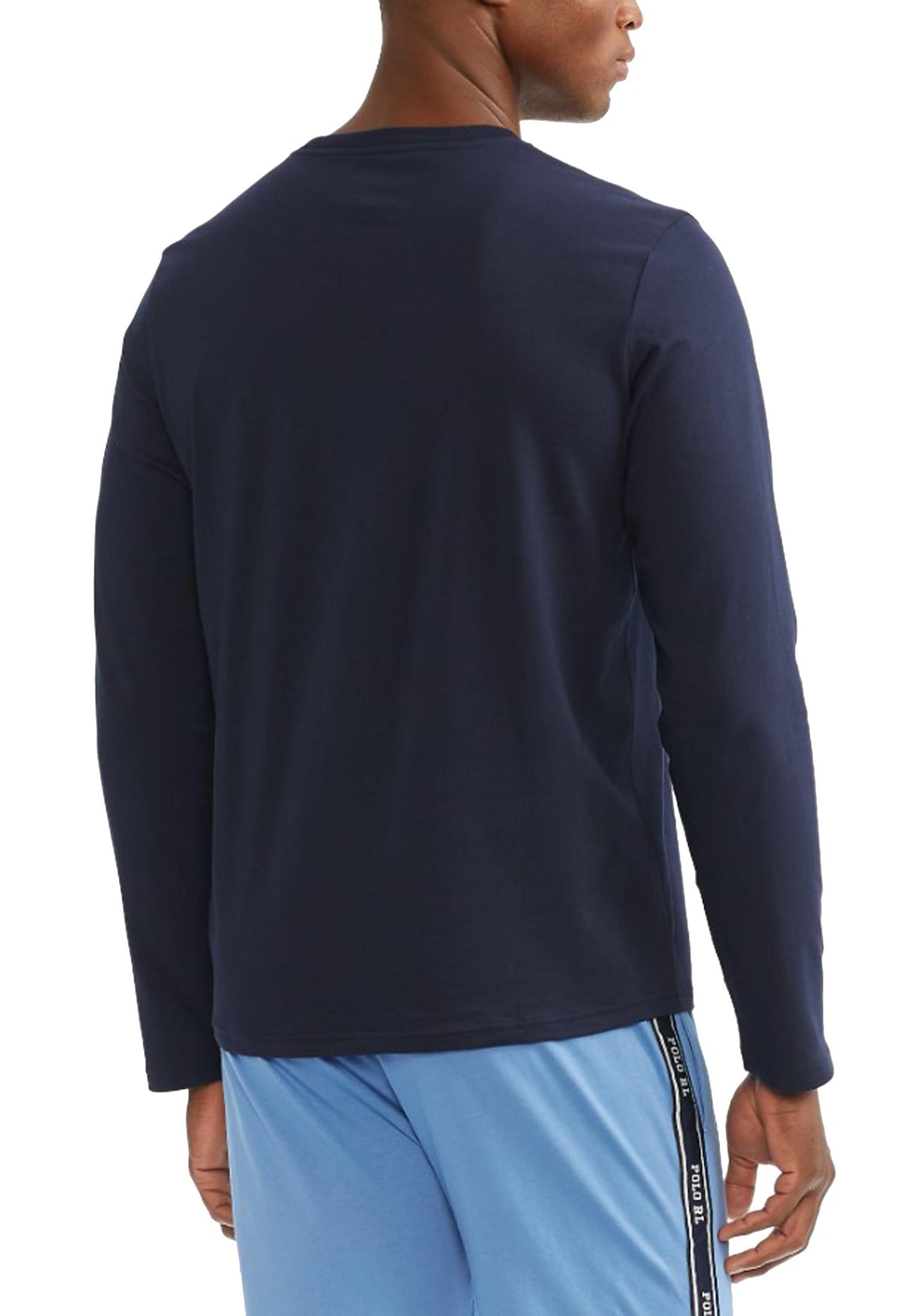 T-shirt manica lunga intima da notte cotone blu girocollo Polo Ralph Lauren P25