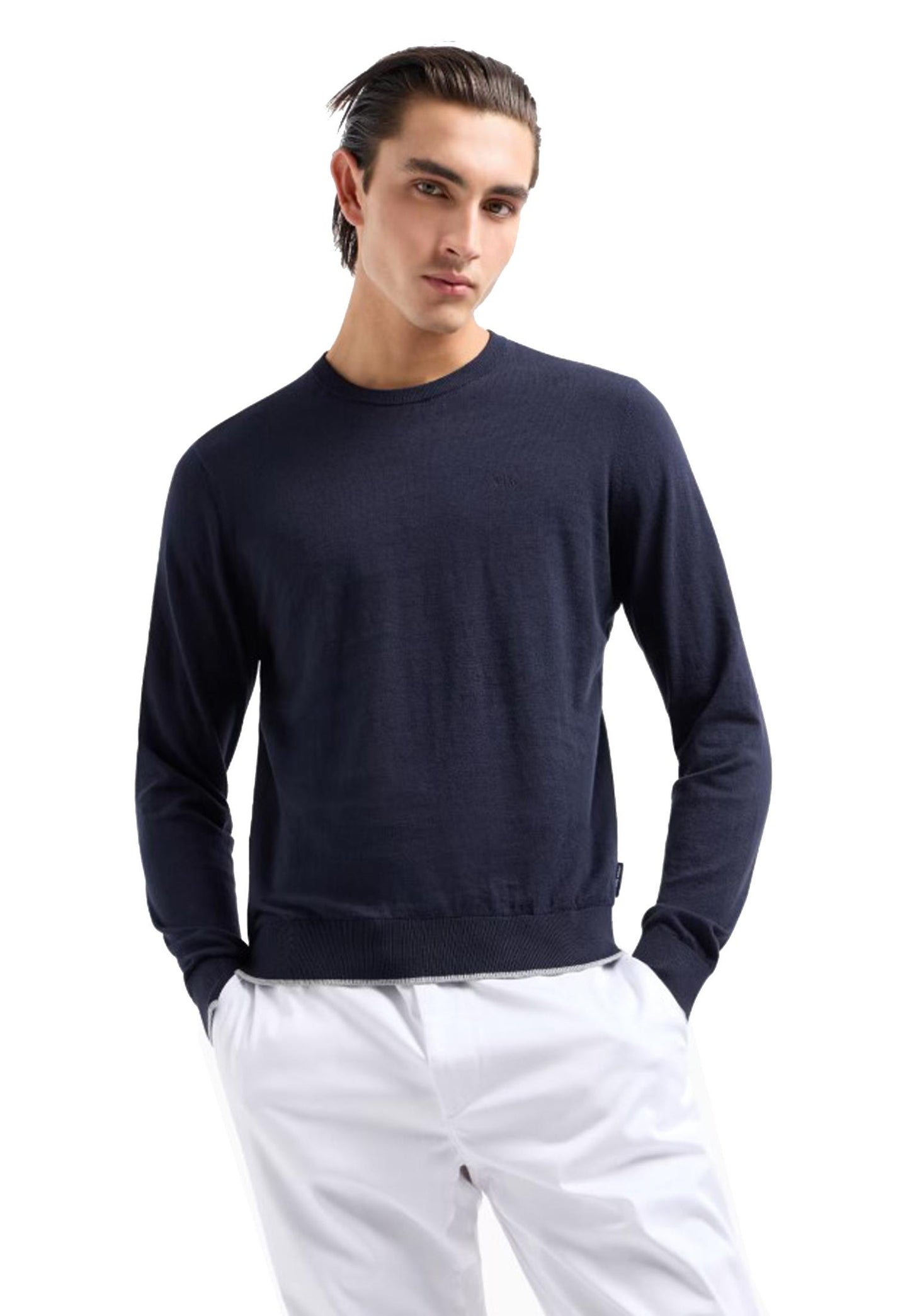 Maglione sottile girocollo cotone cashmere blu navu Armani Exchange P25 8NZM6AZM1HZ 15101510 ARMANI EXCHANGE 