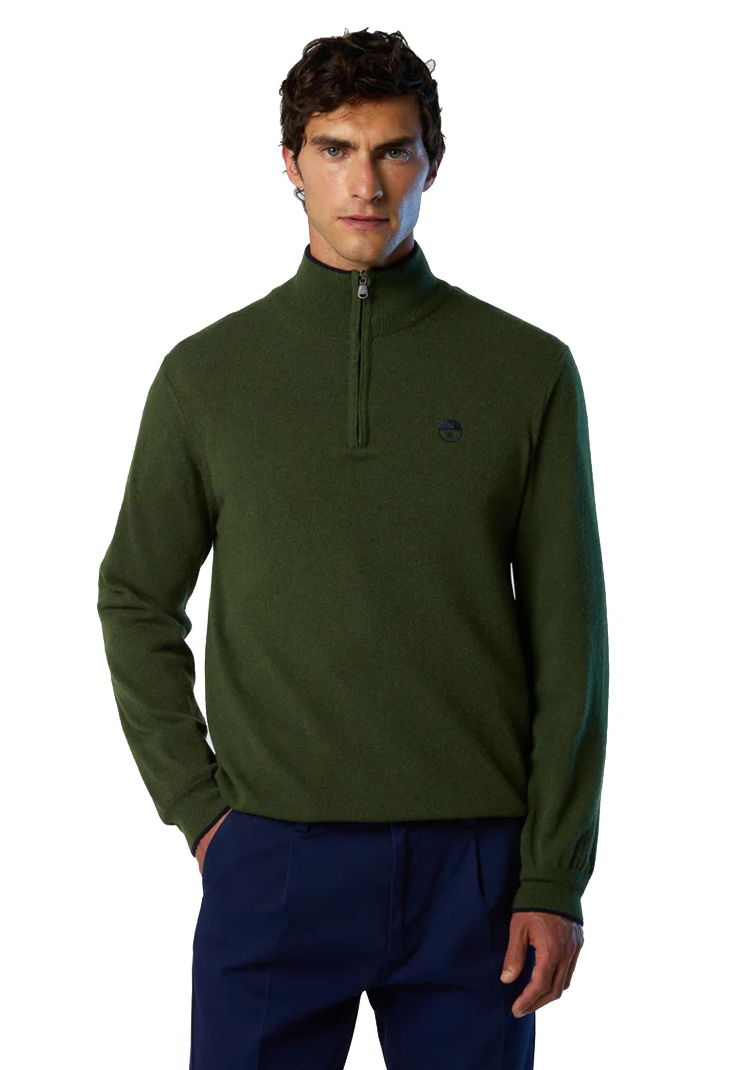 Maglione mezza zip verde misto cashmere e lana North Sails A25 699148 04360436 NORTH SAILS 
