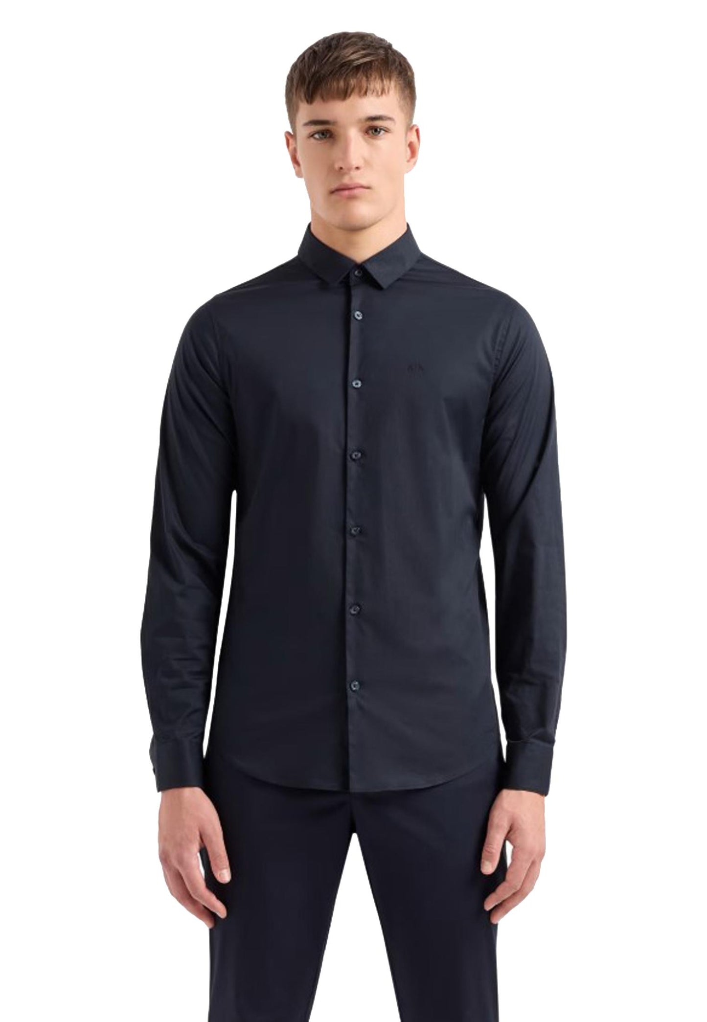 Camicia blu navy slim fit popelin stretch cotone Armani Exchange P25