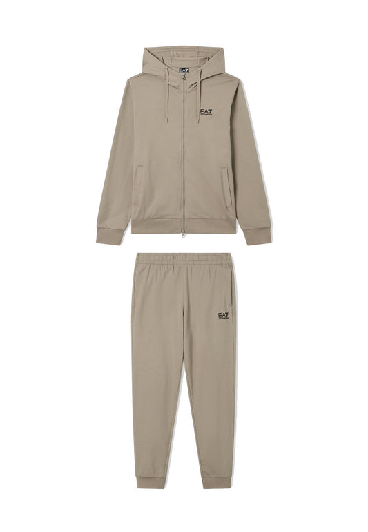 Tuta sportiva con cappuccio beige cotone full zip Core Identity EA7 Armani P26 8NPV63 PJVRZ U6167U6167 EA7 