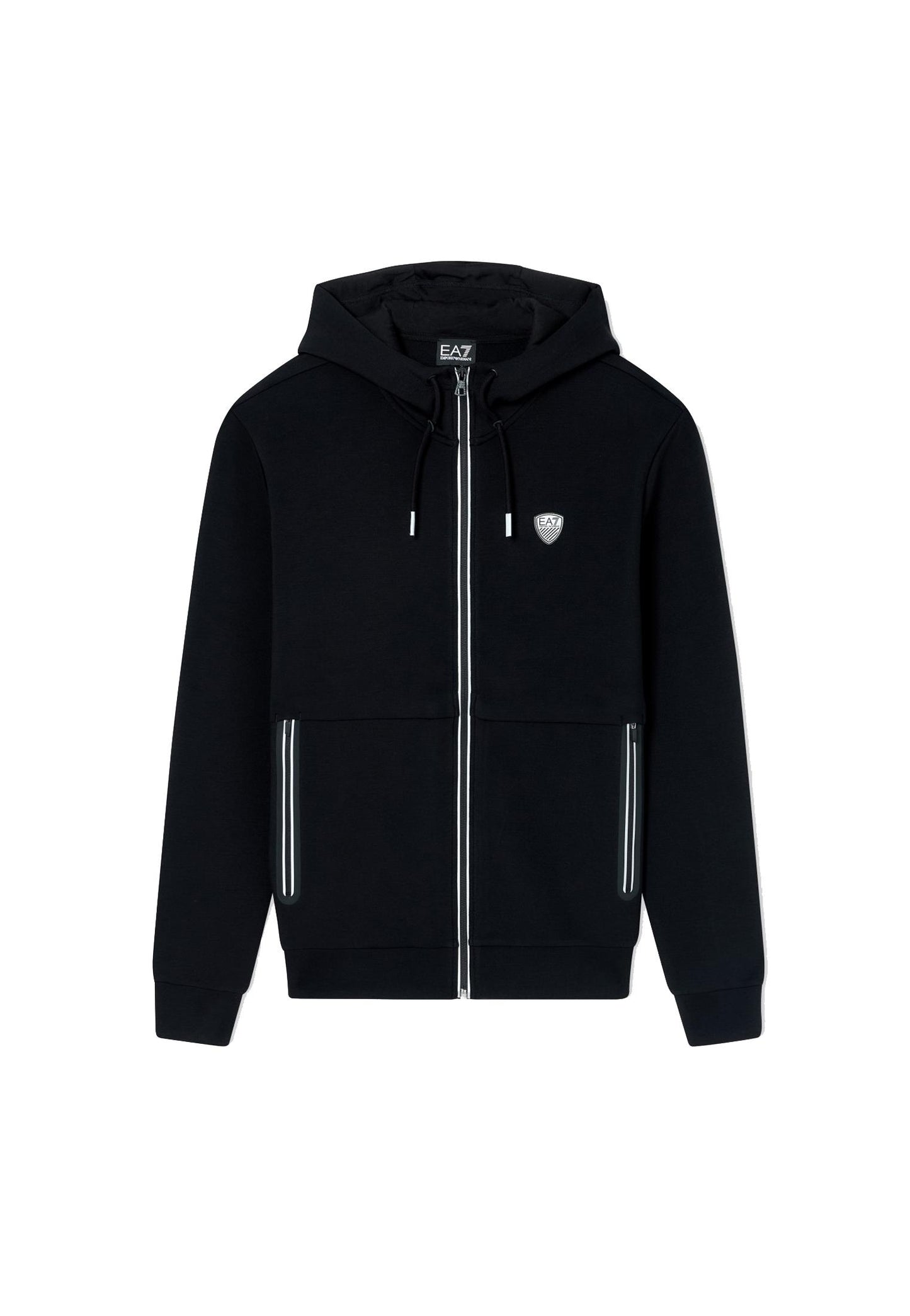 Felpa con cappuccio nera full zip misto viscosa EA7 P26 8NPM20 PJ4EZ 12001200 EA7 