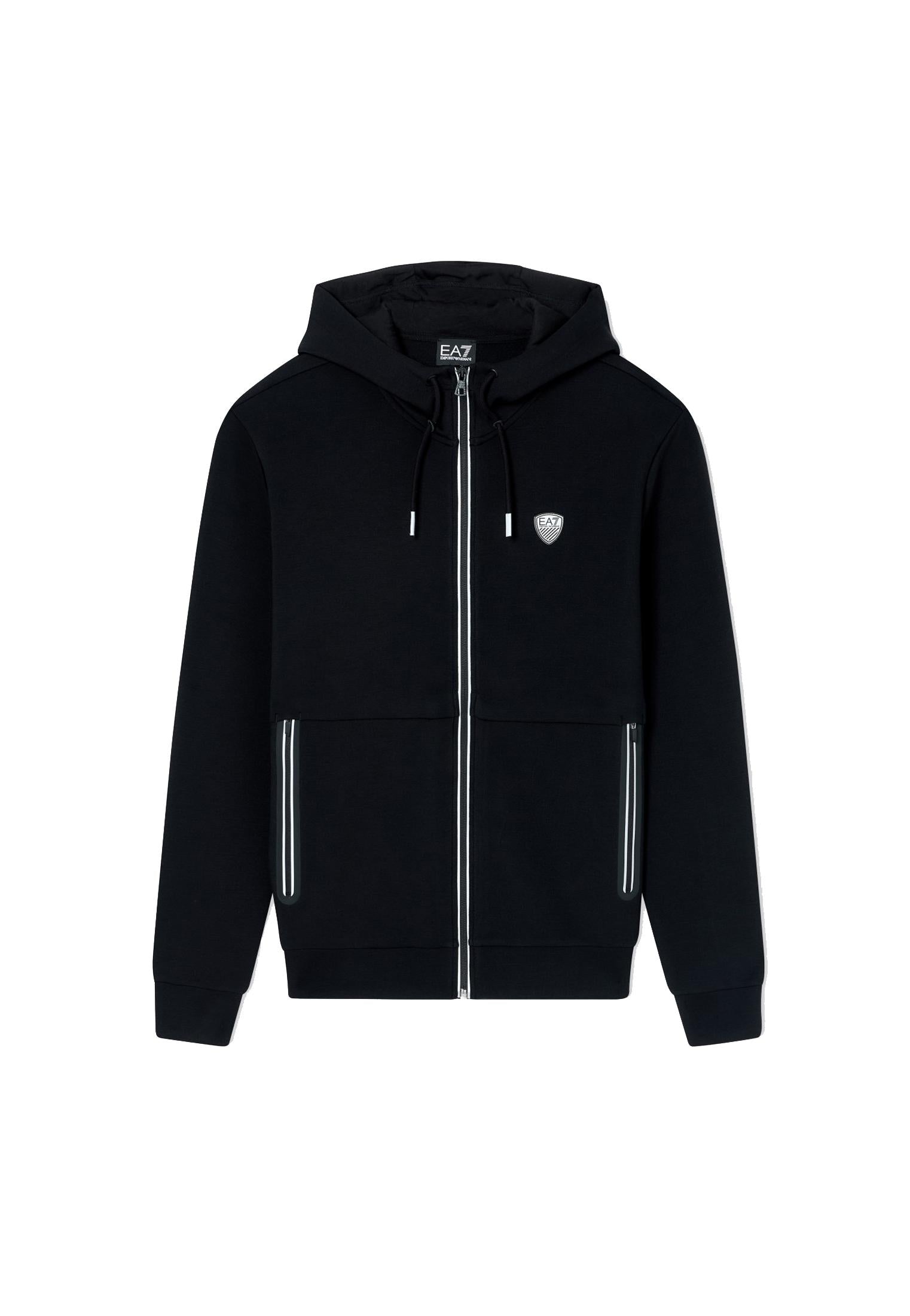 Felpa con cappuccio nera full zip misto viscosa EA7 P26 8NPM20 PJ4EZ 12001200 EA7 