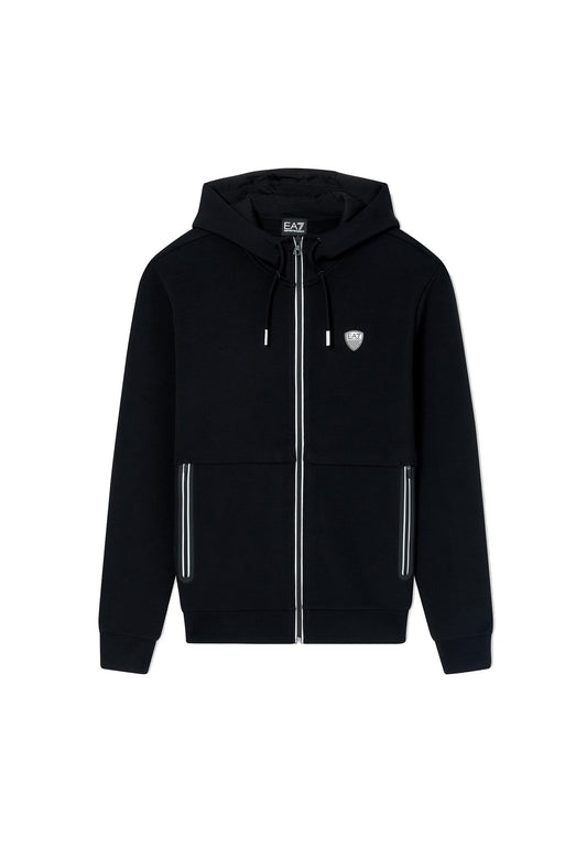 Felpa con cappuccio nera full zip misto viscosa EA7 P26 8NPM20 PJ4EZ 12001200 EA7 