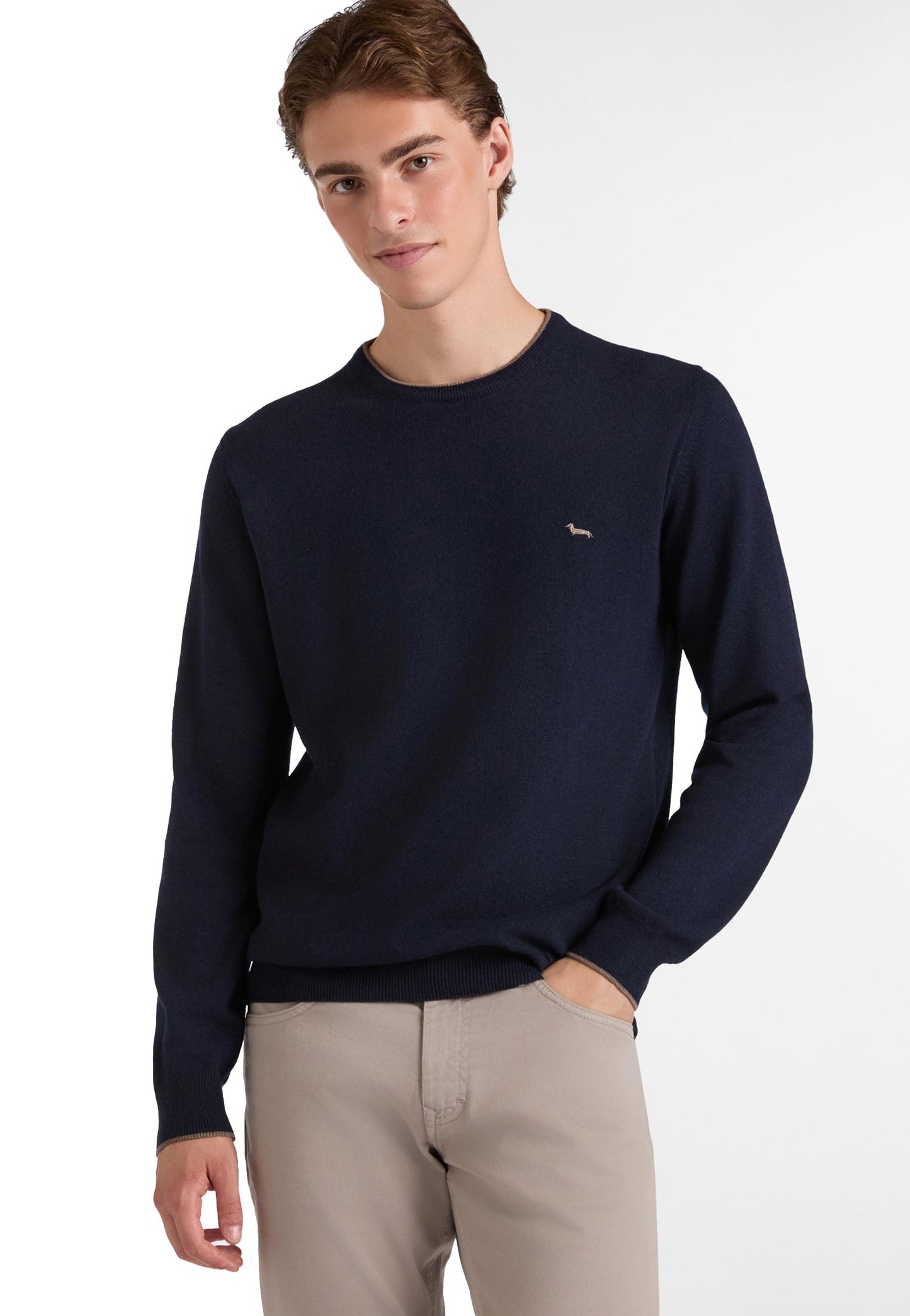 Maglione pullover misto lana blu Harmont & Blaine A25 HRP007030187 801801 HARMONT&BLAINE 