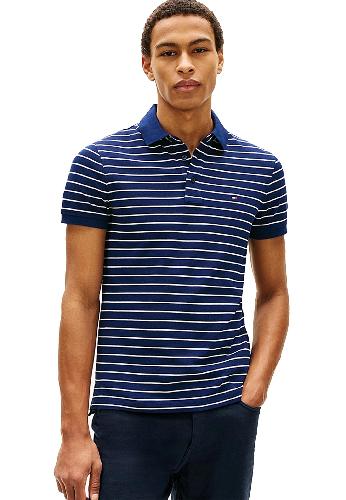 Polo righe blu bianche cotone slim fit Tommy Hilfiger P26 MW0MW177710X5 0X50X5 TOMMY HILFIGER 