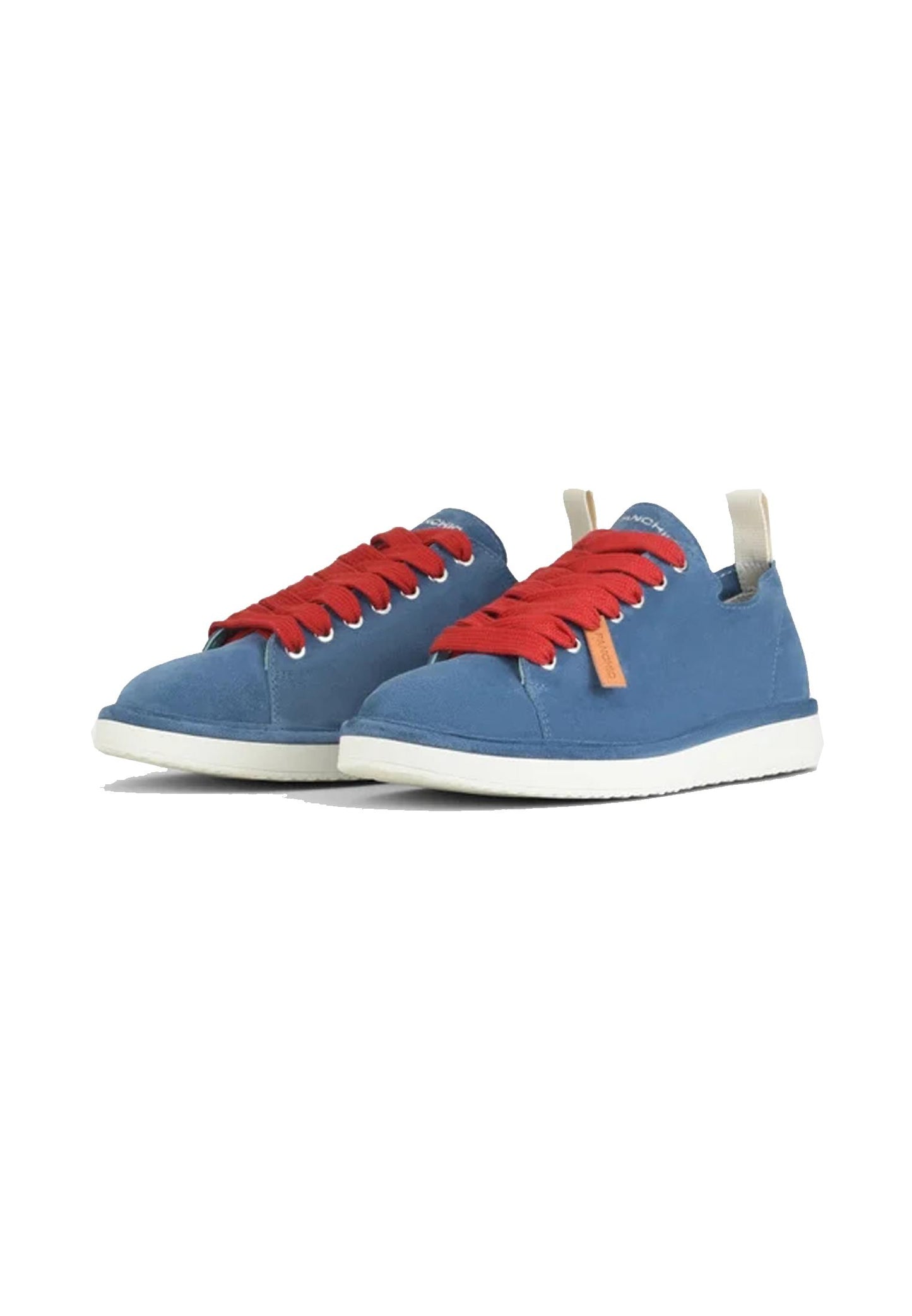 Scarpe pelle blu lacci rosso P01 Panchic P24