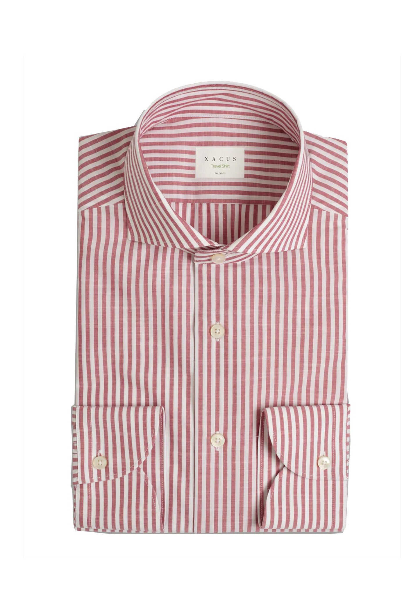 Camicia classica collo francese righe rosse cotone tailor fit Travel Xacus P26 WF536ML/21833 //011 XACUS 