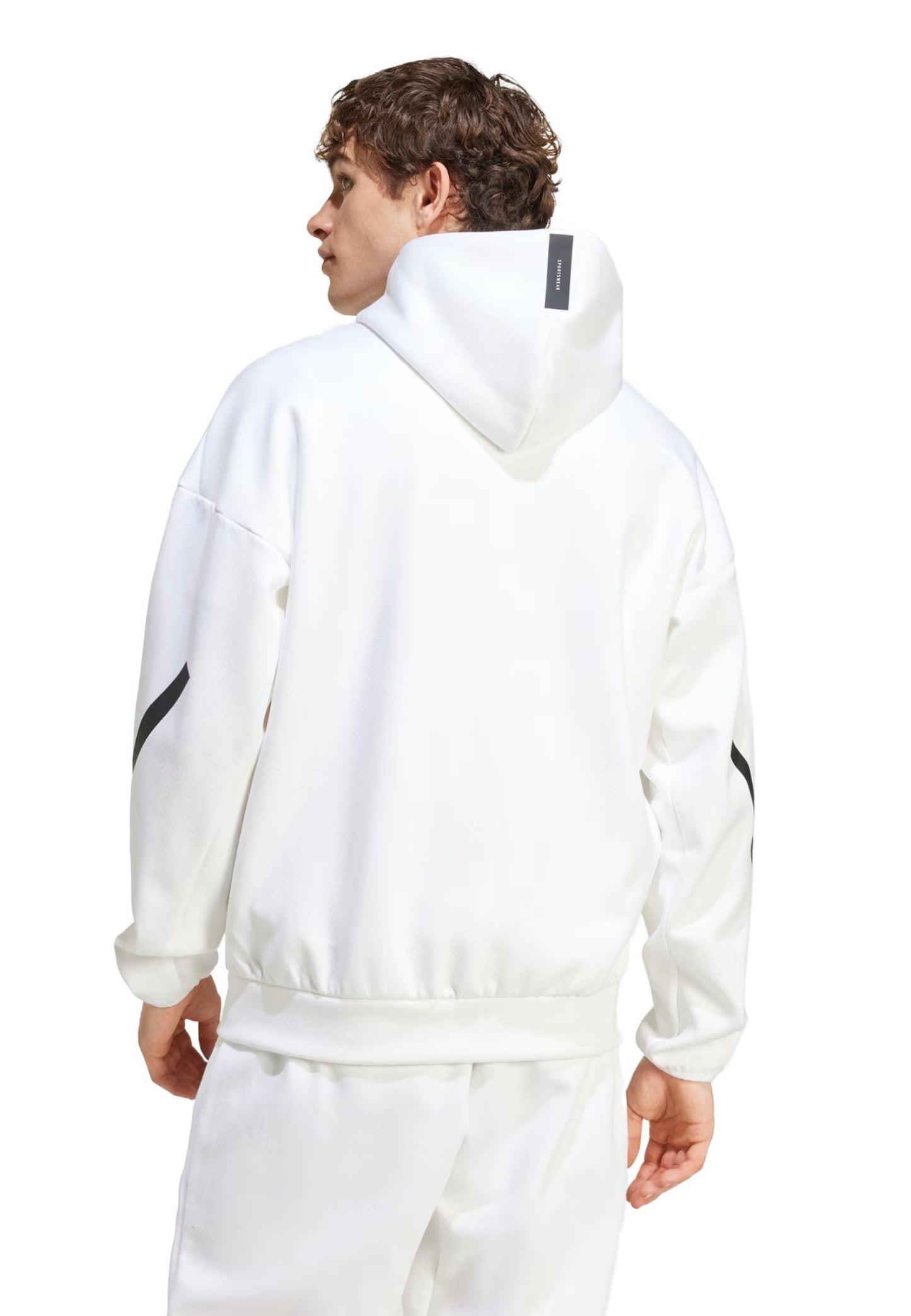 Felpa full zip bianco con cappuccio Track Adidas P25