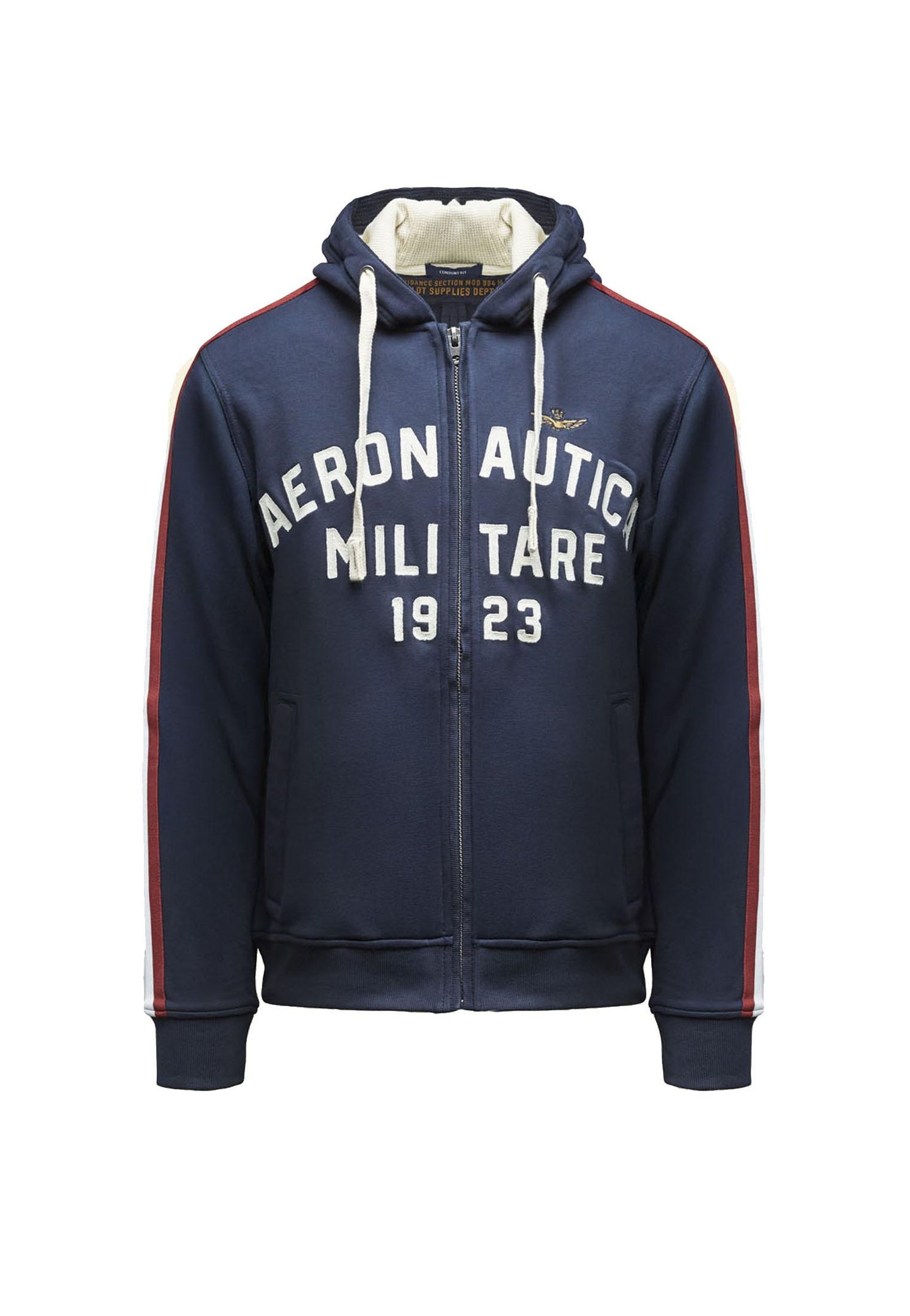Felpa con cappuccio blu full zip logo tricolore Aeronautica Militare P26 261FE2070UF00677 0818408184 AERONAUTICA MILITARE 