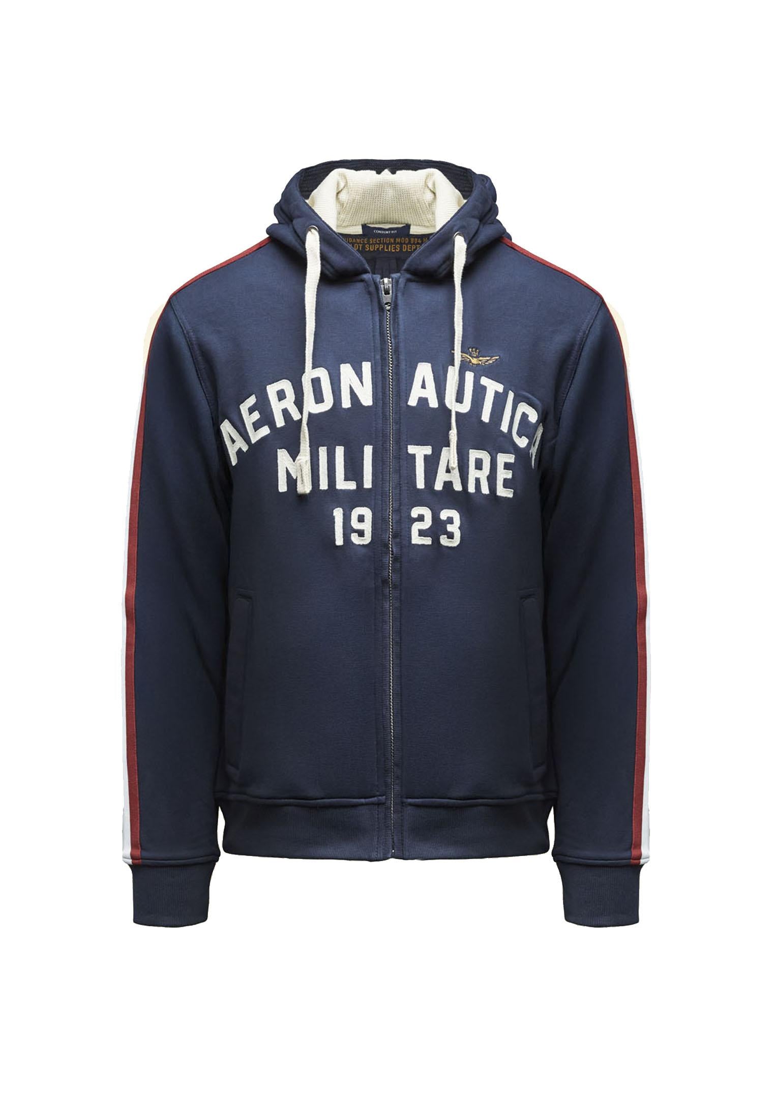 Felpa con cappuccio blu full zip logo tricolore Aeronautica Militare P26 261FE2070UF00677 0818408184 AERONAUTICA MILITARE 