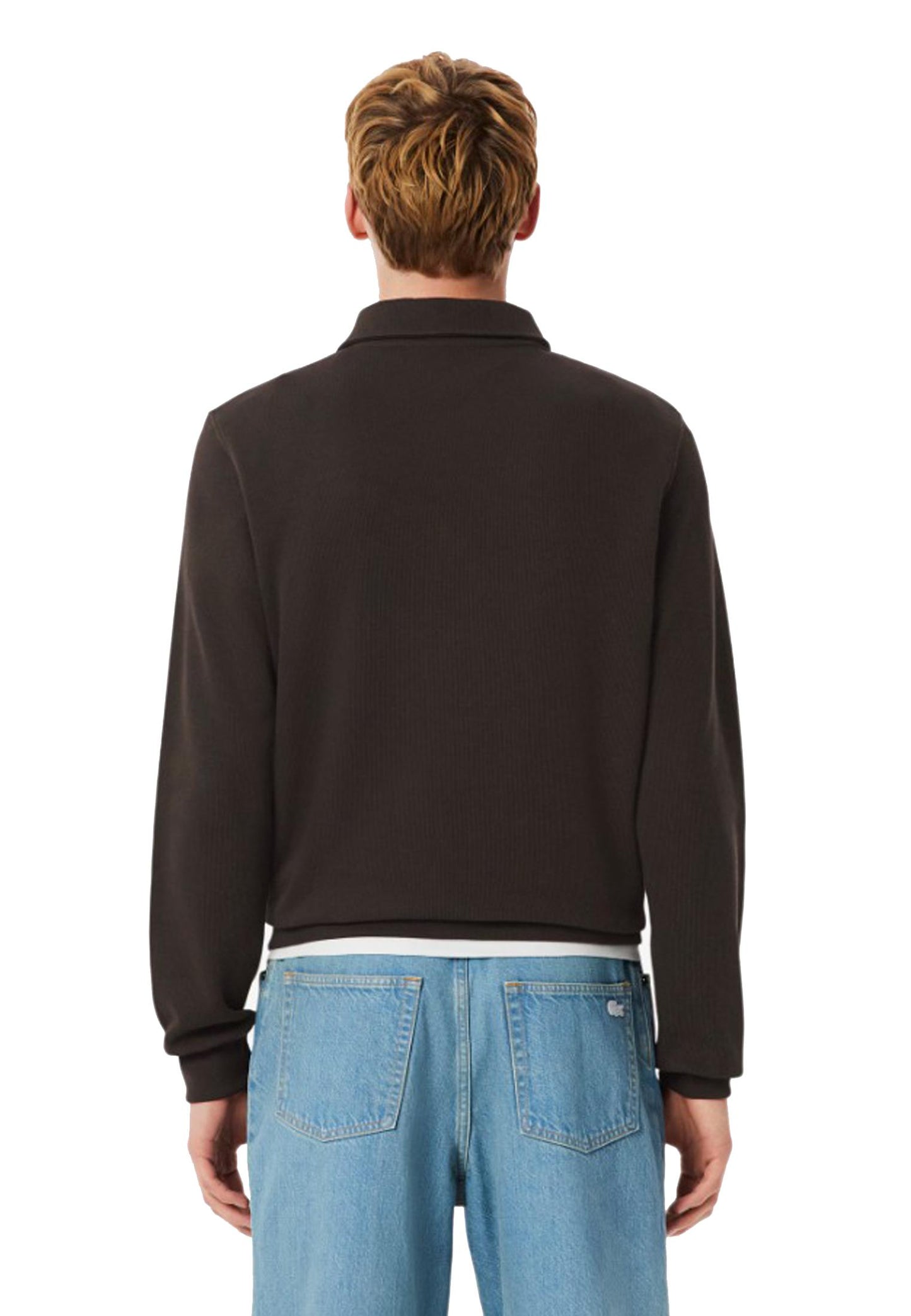 Felpa con collo a polo marrone cotone Lacoste A25 SH5781 SKBSKB LACOSTE 