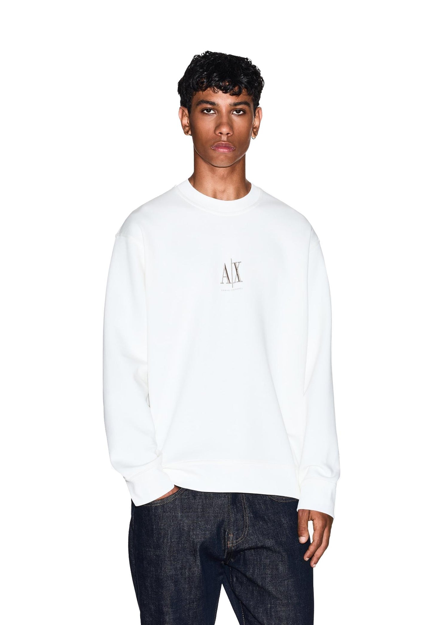 Felpa bianca girocollo misto cotone Armani Exchange A25 XM000368 AF10818 U0009U0009 ARMANI EXCHANGE 