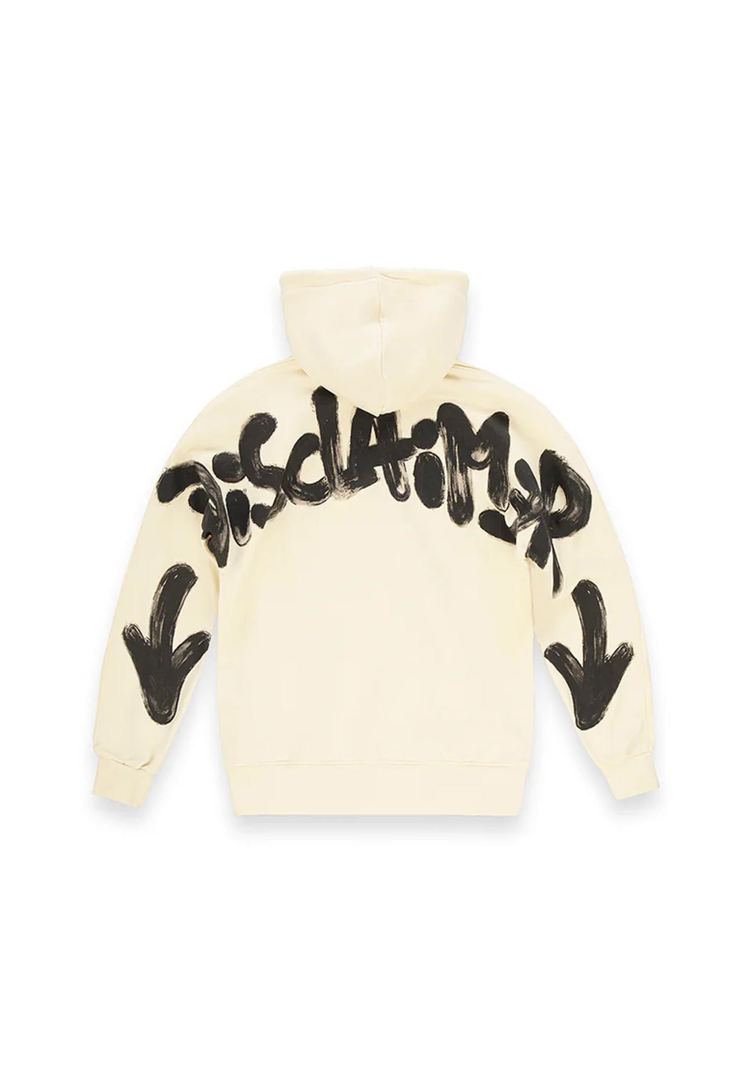 Felpa con cappuccio bianca Disclaimer A25 25IDS55100 //LATTE/MILITARE DISCLAIMER 