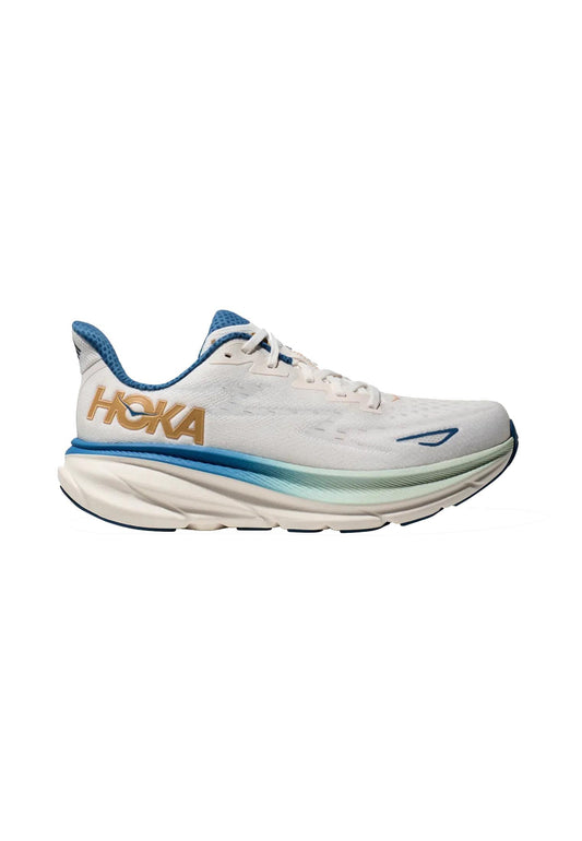 Scarpe sneakers da corsa uomo bianche e blu Clifton 9 Hoka A24
