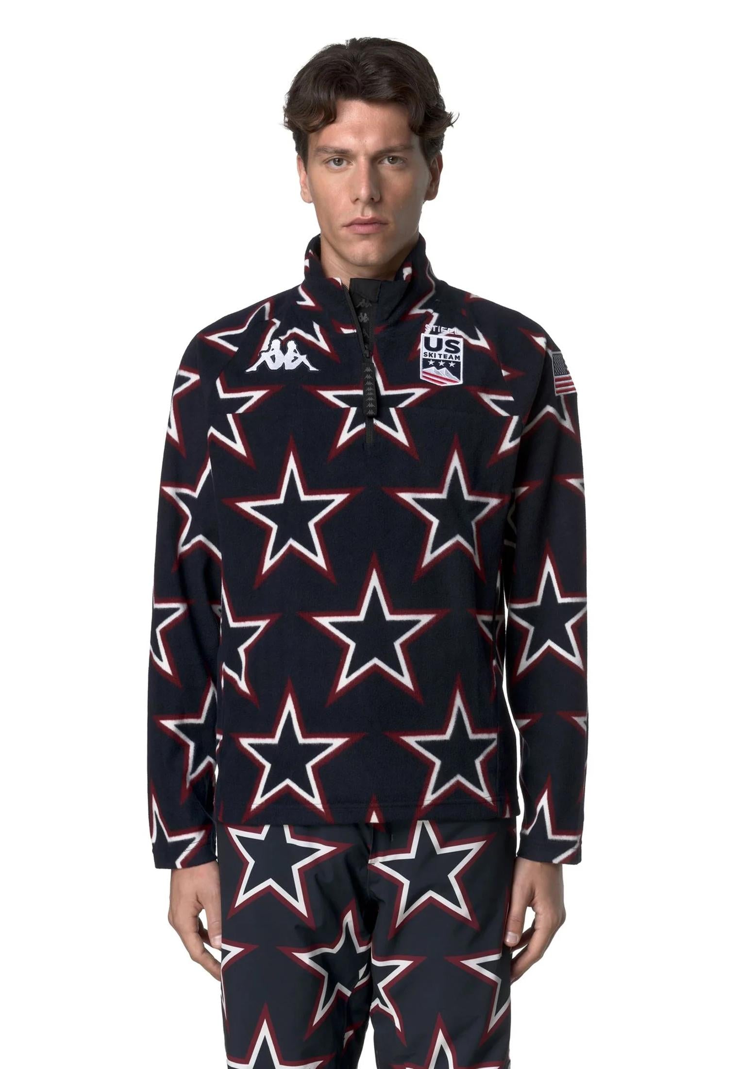 Felpa micropile stelle blu 818G US sci Kappa A25 371Y58W A04A04 KAPPA SKI 