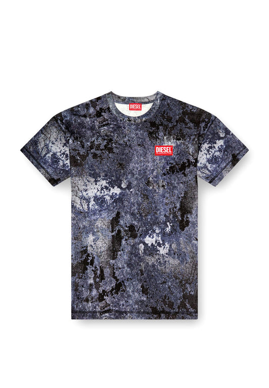 T-shirt girocollo effetto marmorizzato blu T-Box-R12 Diesel P25