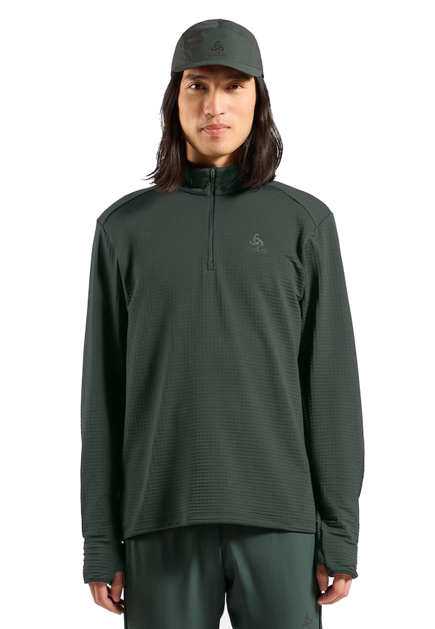 Pile ultra leggero mid layer mezza zip verde termico running Odlo A25 316012 1087710877 ODLO 