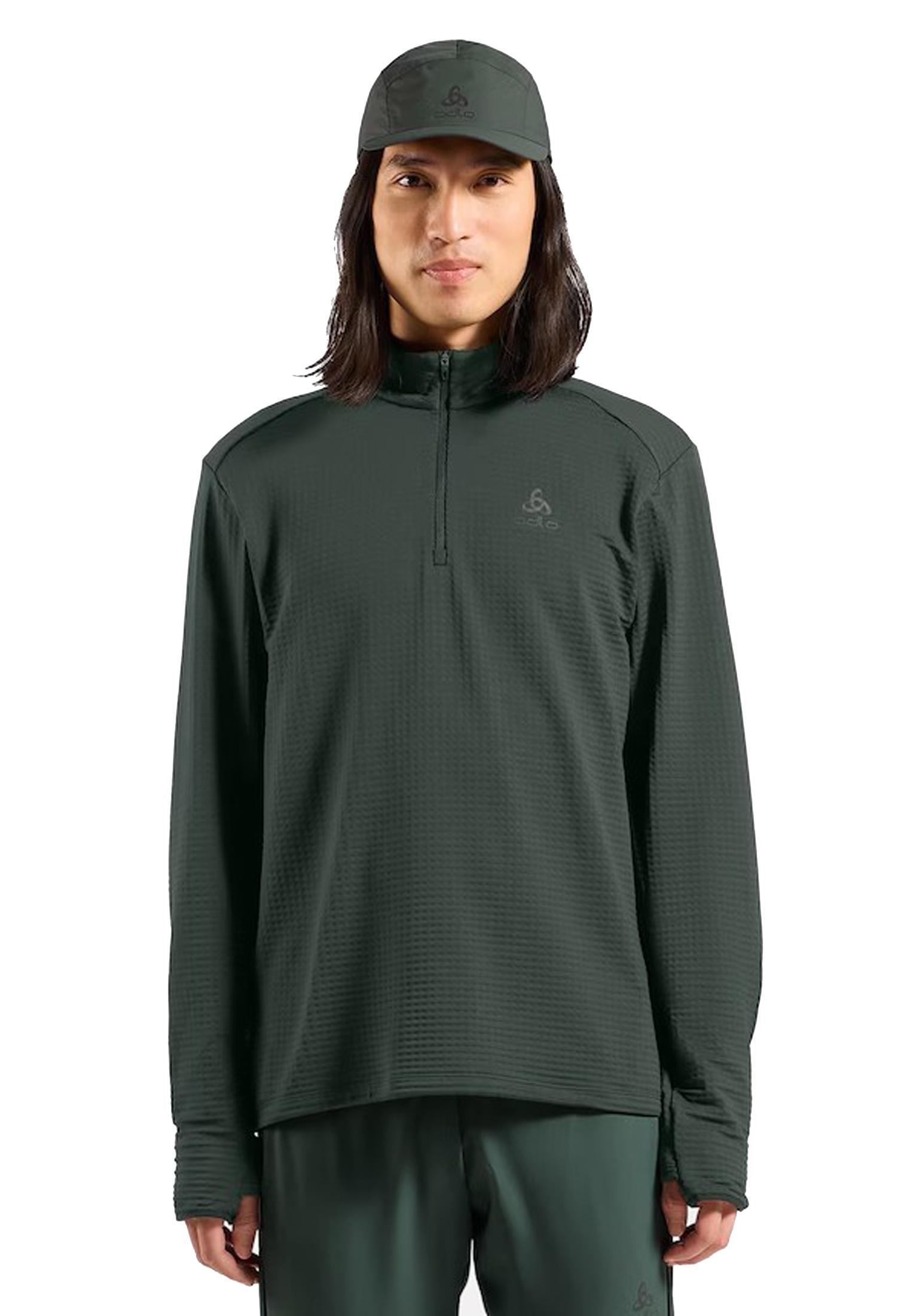 Pile ultra leggero mid layer mezza zip verde termico running Odlo A25 316012 1087710877 ODLO 
