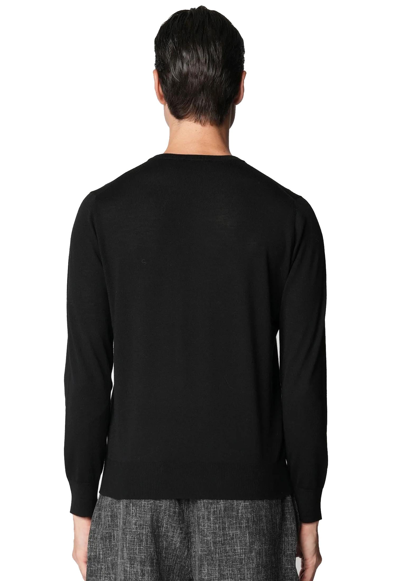 Maglione girocollo nero lana merino extrafine 18 Bellwood A25 0325M9001 000016000016 BELLWOOD 
