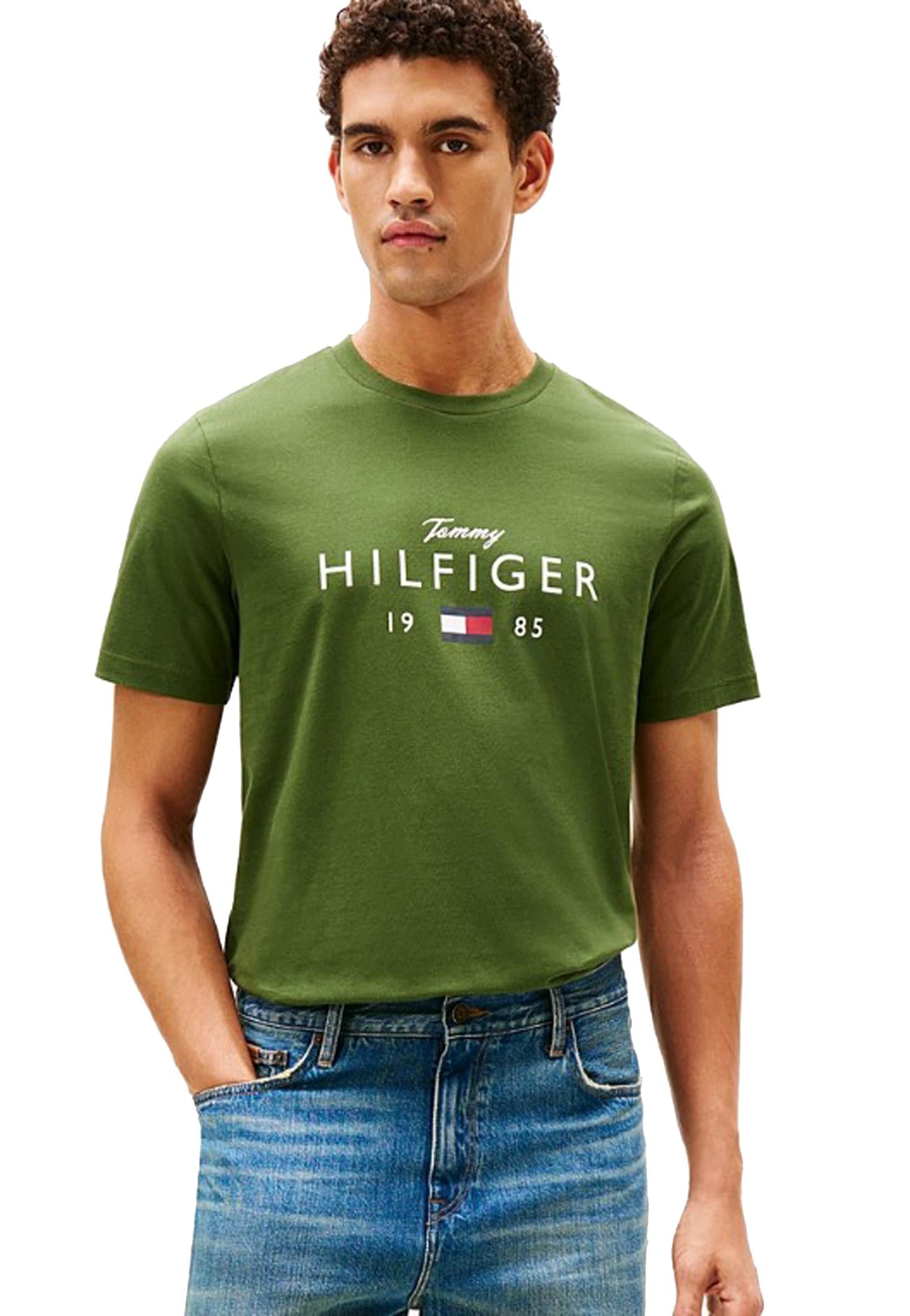 T-shirt girocollo cotone verde Tommy Hilfiger P26 MW0MW41455L01 L01L01 TOMMY HILFIGER PRE 