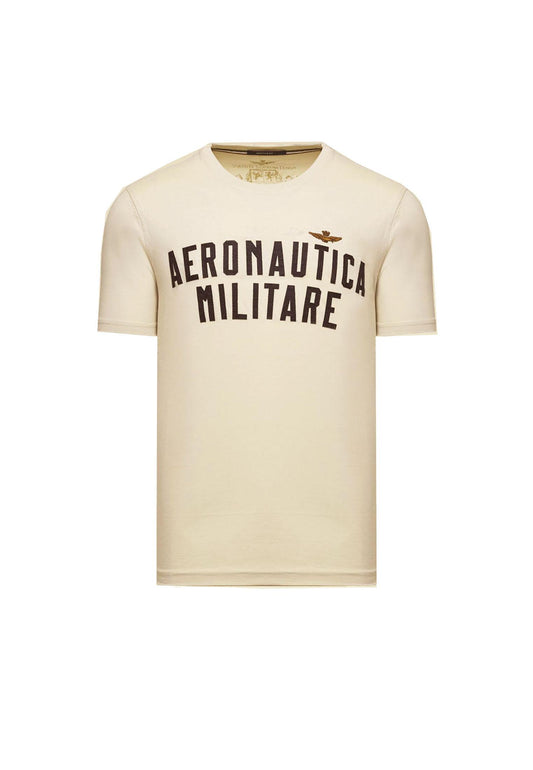 T-shirt girocollo cotone bianca logo feltro Aeronautica Militare A25 252TS2478UJ00641 7307873078 AERONAUTICA MILITARE 